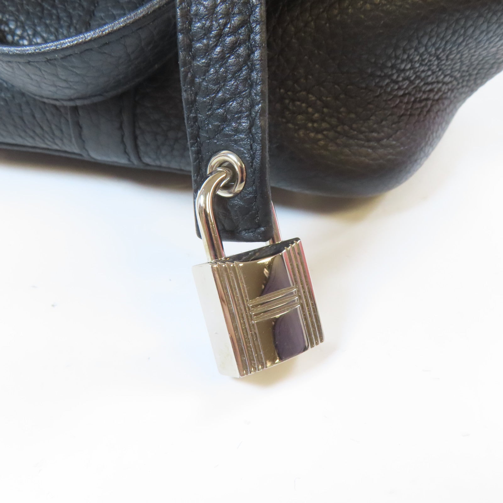 HERMES Clemence皮革Picotin PM銀扣手挽袋黑色