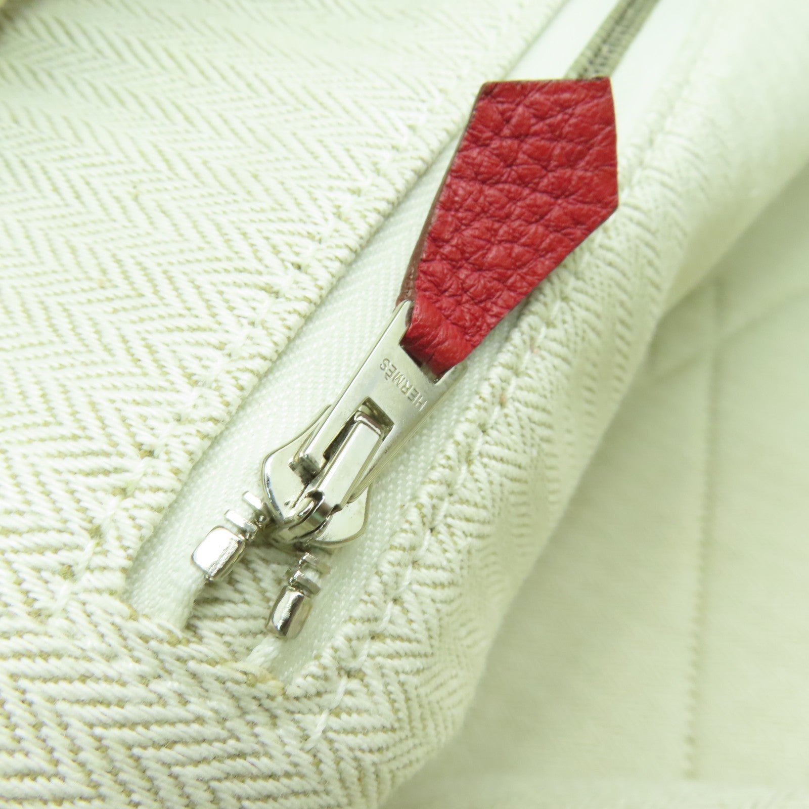 HERMES Clemence皮革Victoria銀扣肩背袋紅色