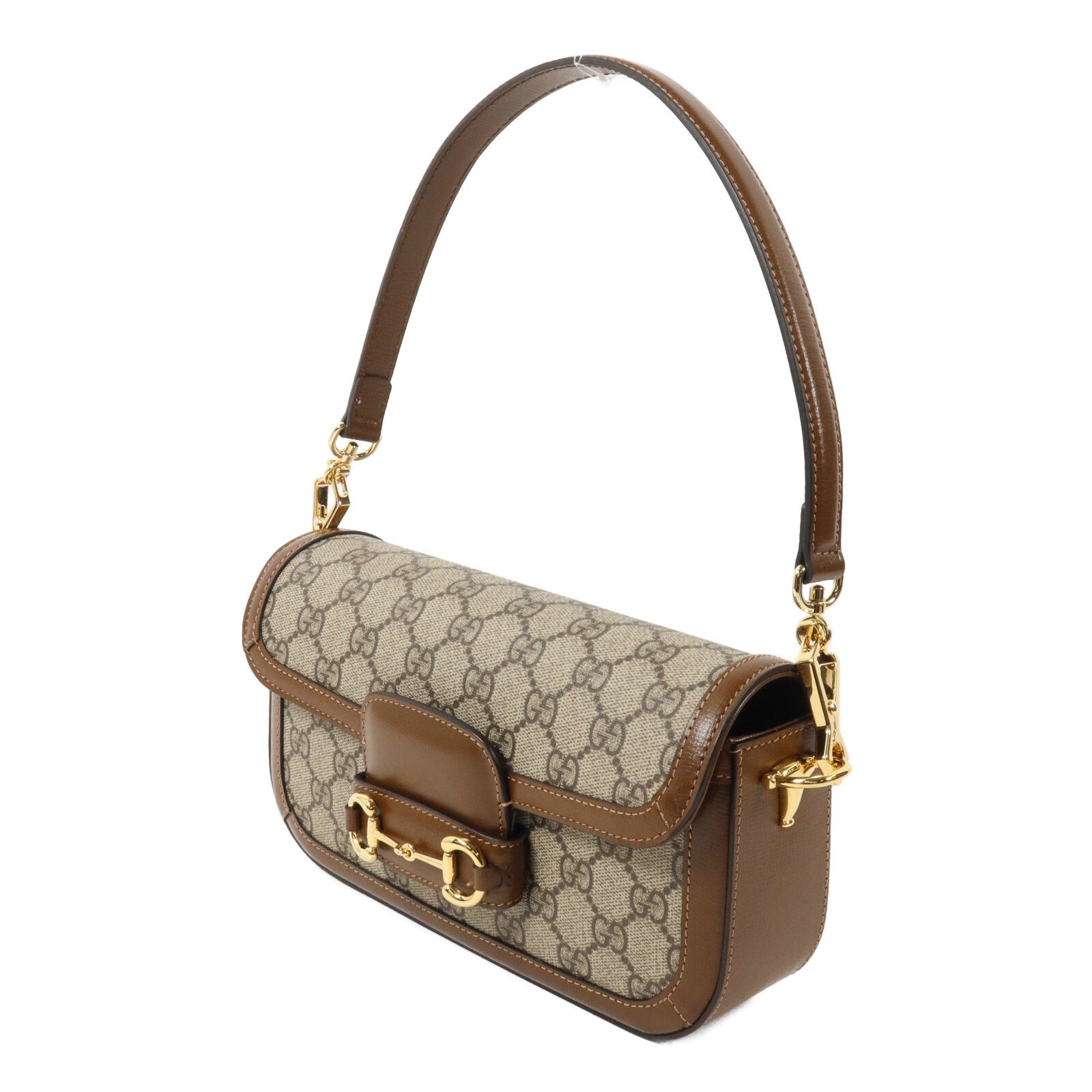 GUCCI 塗層帆布Horsebit 1955 Mini鏈帶手挽肩背兩用袋
