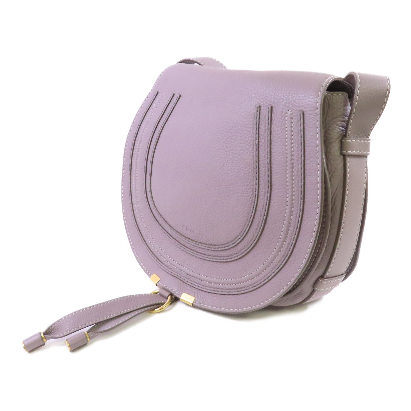 Chloe 牛皮皮革Marcie Shoulder Bag金扣肩背袋灰色