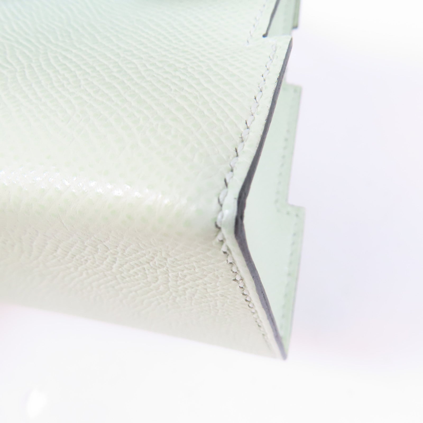 HERMES 【激減優惠】Epsom皮革Kelly Doll Picto銀扣肩背袋Vert Fizz綠色