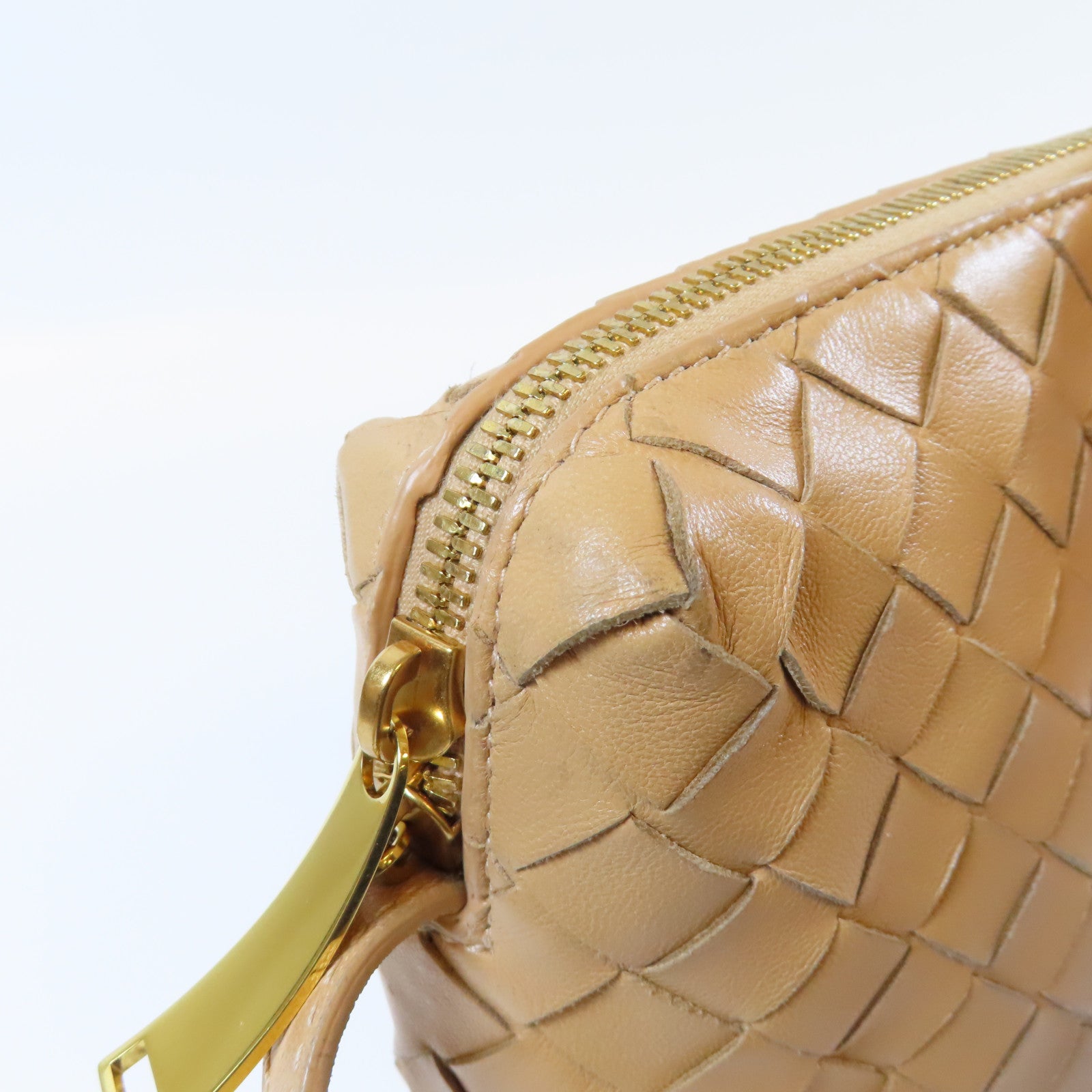 BOTTEGA VENETA 織紋皮革Shoulder Bag金扣肩背袋米色