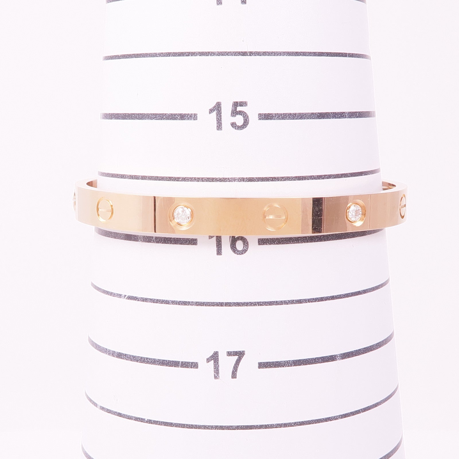 CARTIER 18K玫瑰金Love Bracelet 4P Diamonds鑽石手鐲Cartier#17