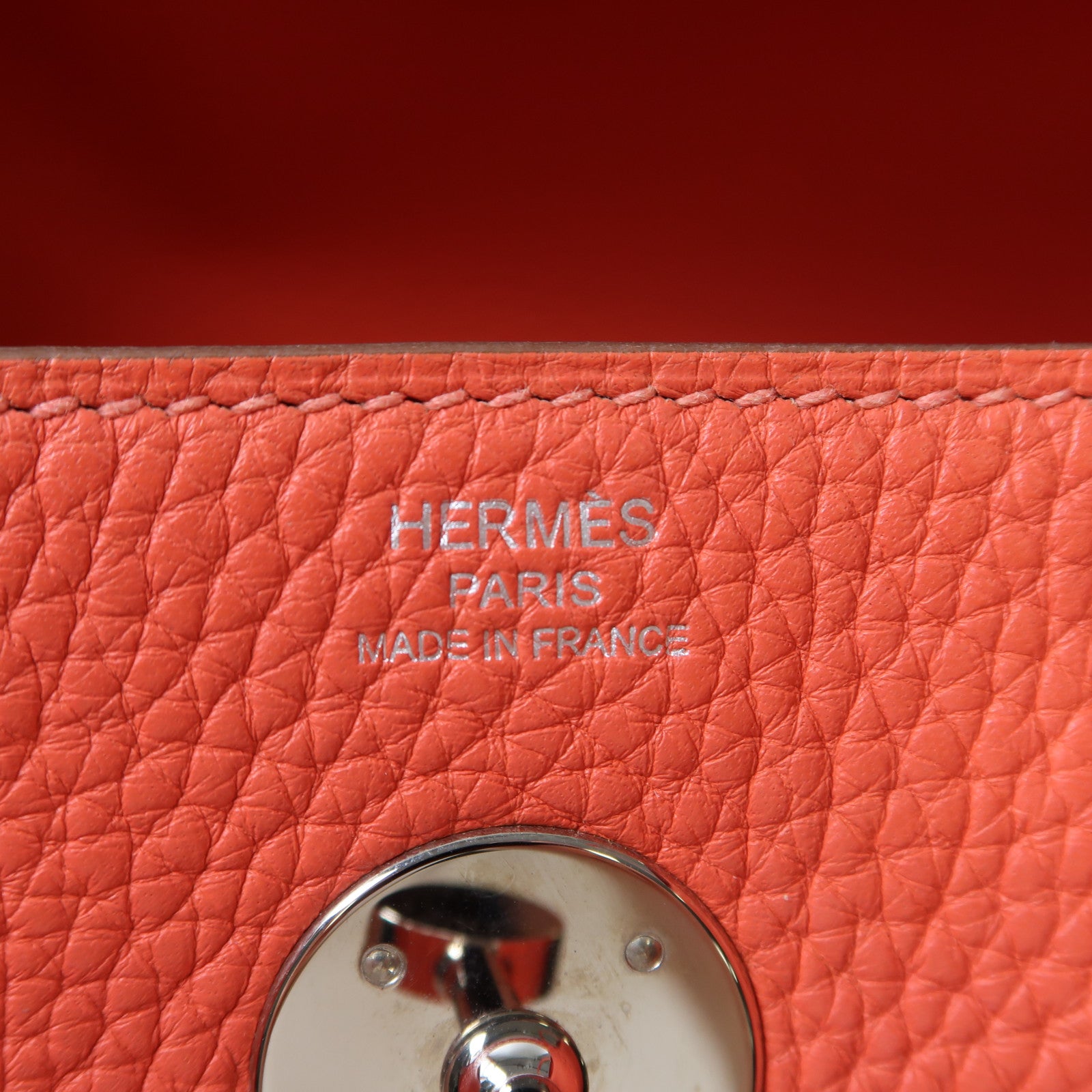 HERMES 【激減優惠】Clemence皮革Lindy 26銀扣手挽肩背兩用袋紅色