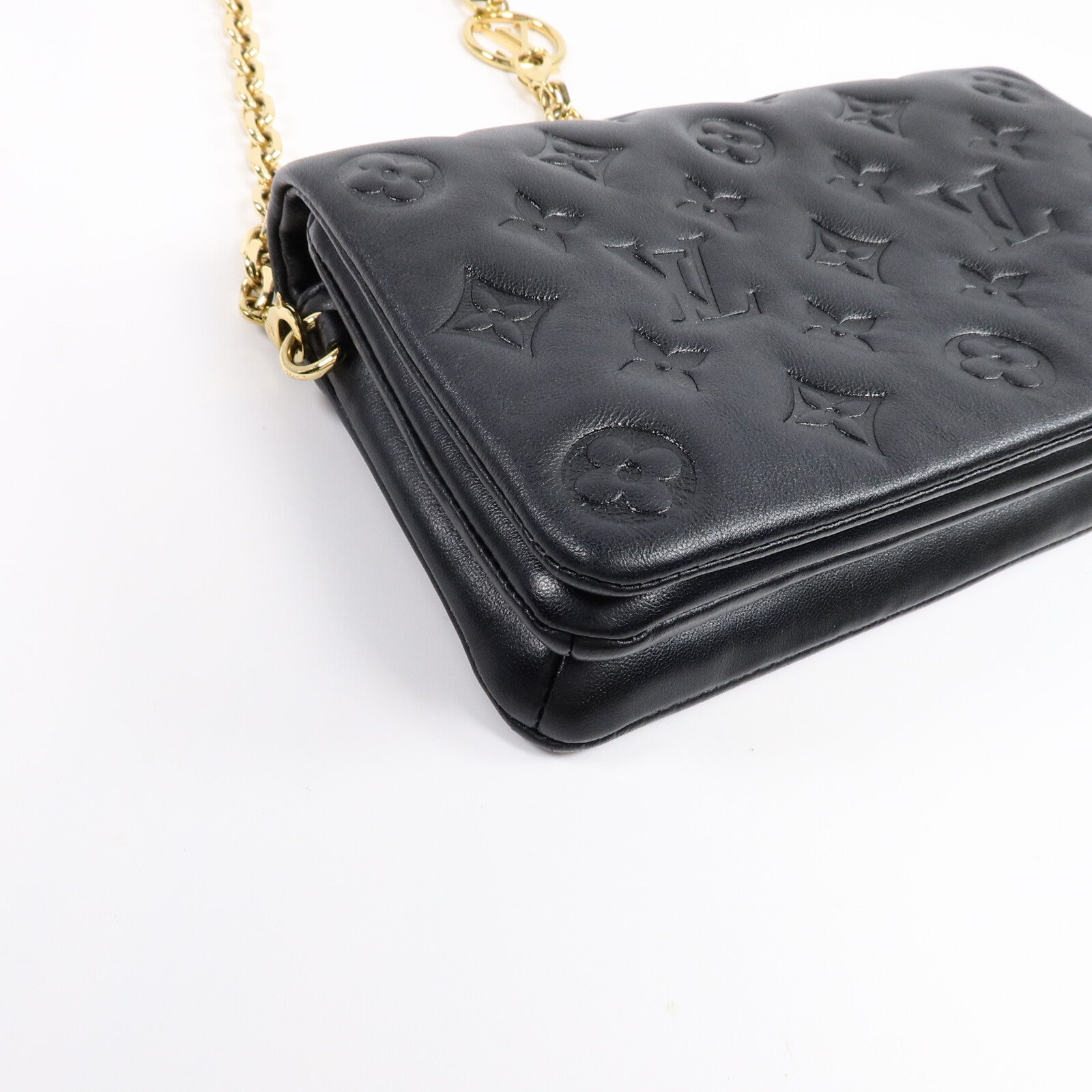 LOUIS VUITTON Monogram Lambskin Pochette Coussin鏈帶肩背袋
