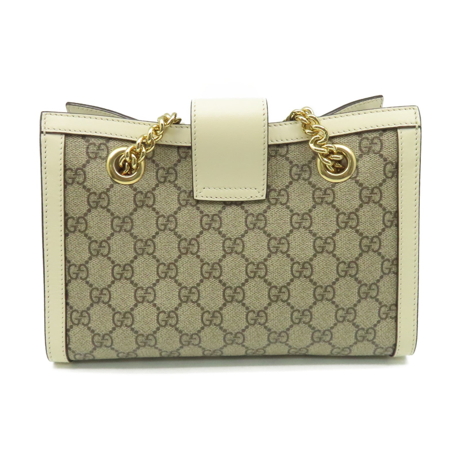 GUCCI 【激減優惠】塗層帆布Padlock GG Small Shoulder Bag金扣肩背袋啡色/米白色