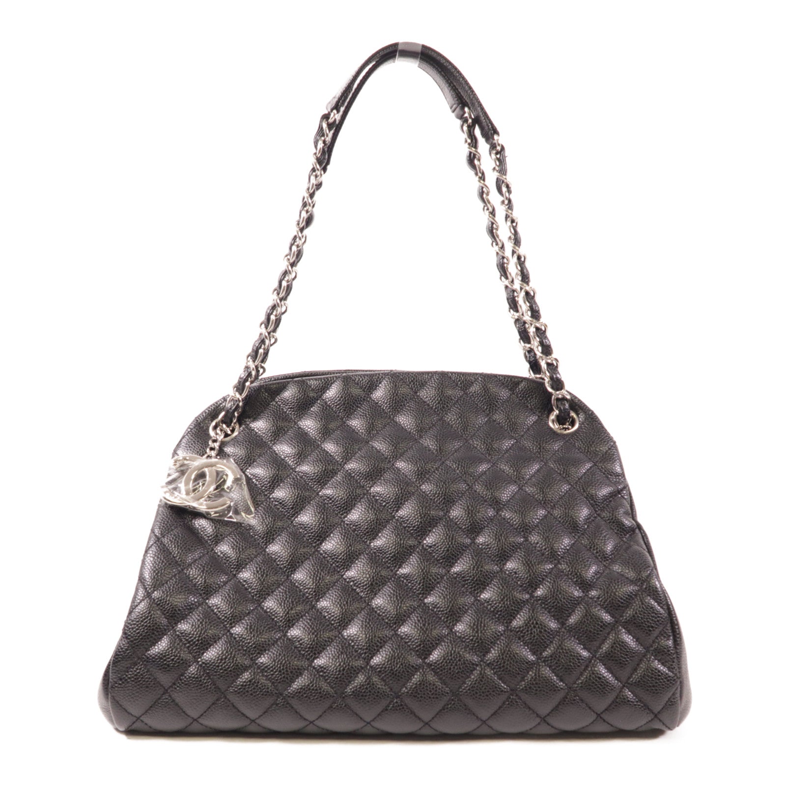 CHANEL 牛皮皮革Chain Shoulder銀扣鏈帶肩背袋