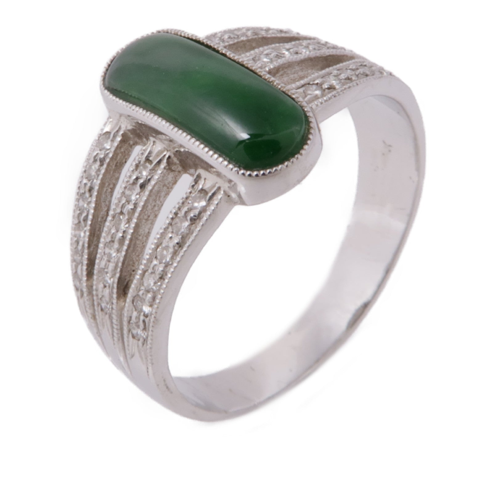 JEWELRY 18K白金Jade/Diamond Ring翡翠戒指US#6