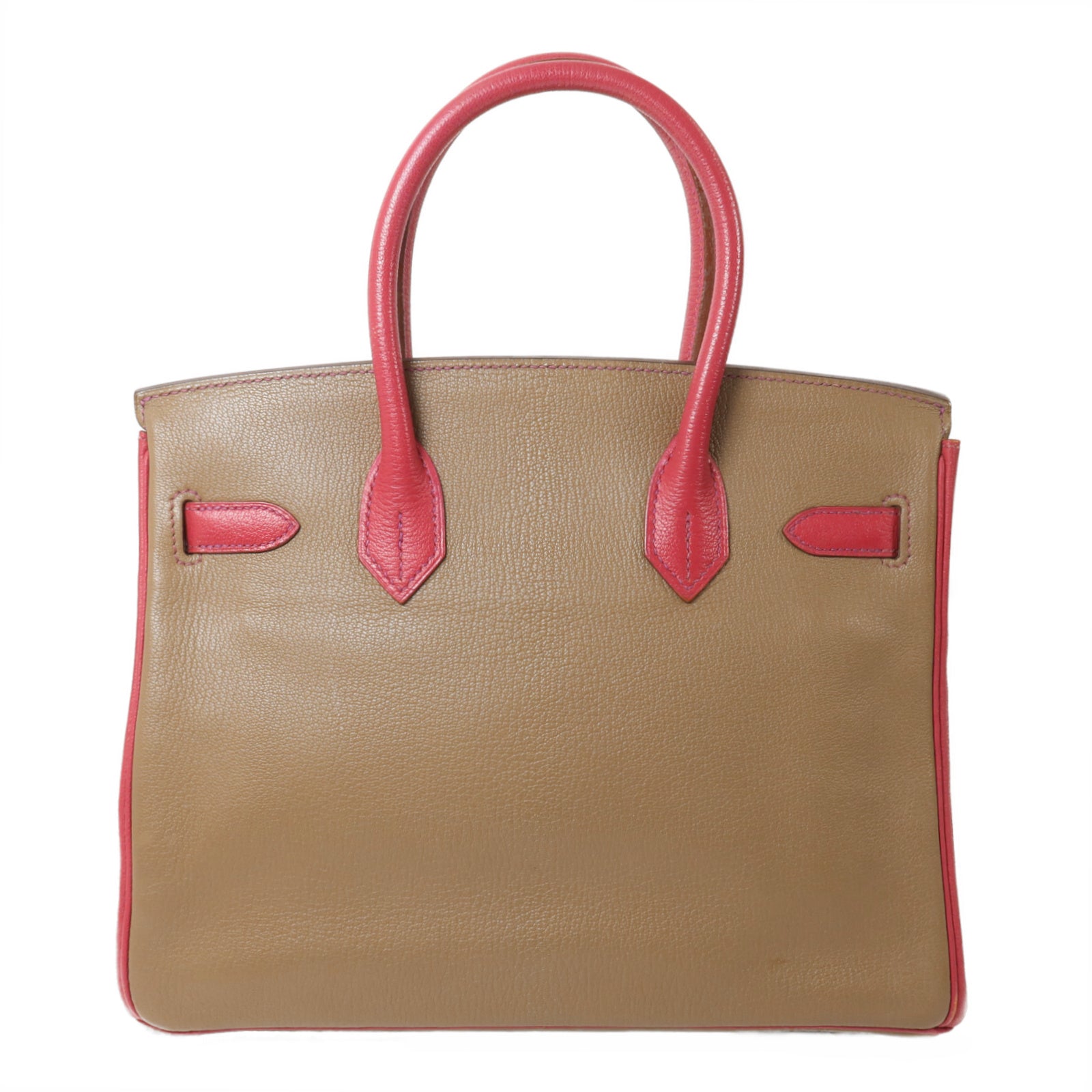 HERMES Chevre皮革Birkin 30手挽袋Etoupe/Rose Purple