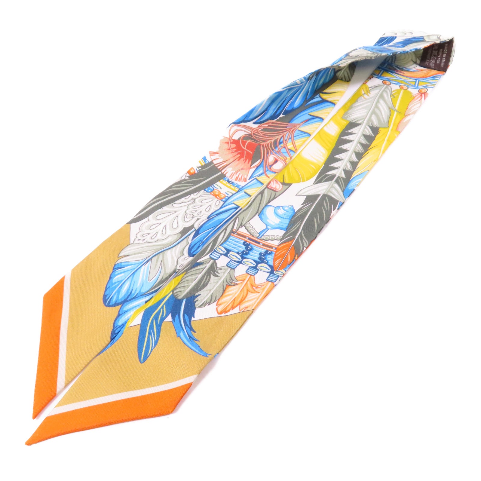 HERMES 絲質Twilly絲巾黄色/彩色