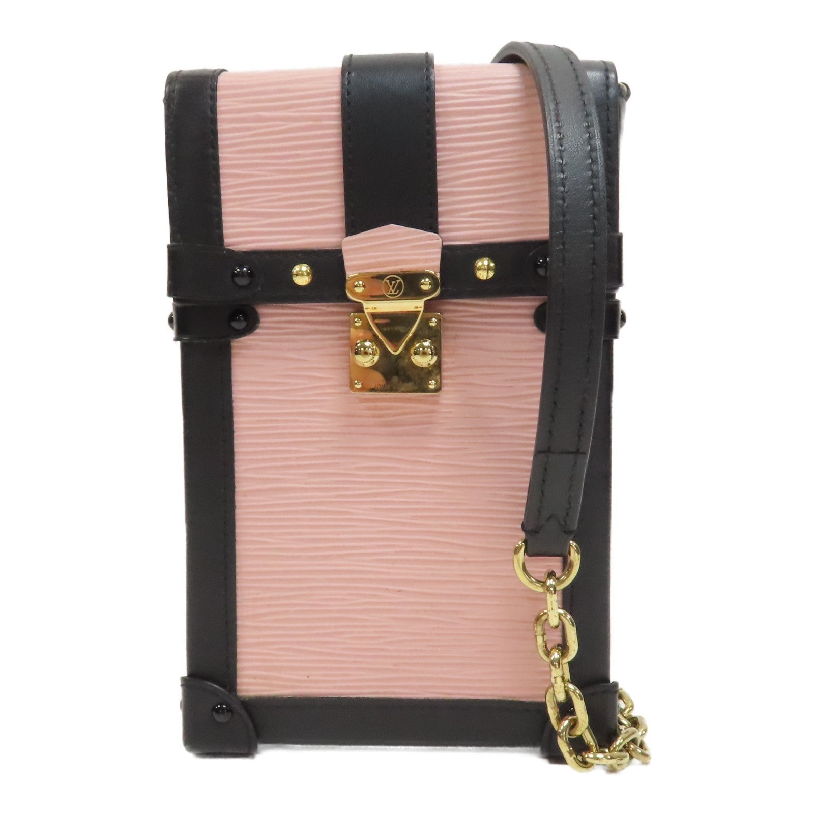 LOUIS VUITTON 【激減優惠】Epi Pochette Trunk金扣肩背袋粉紅色