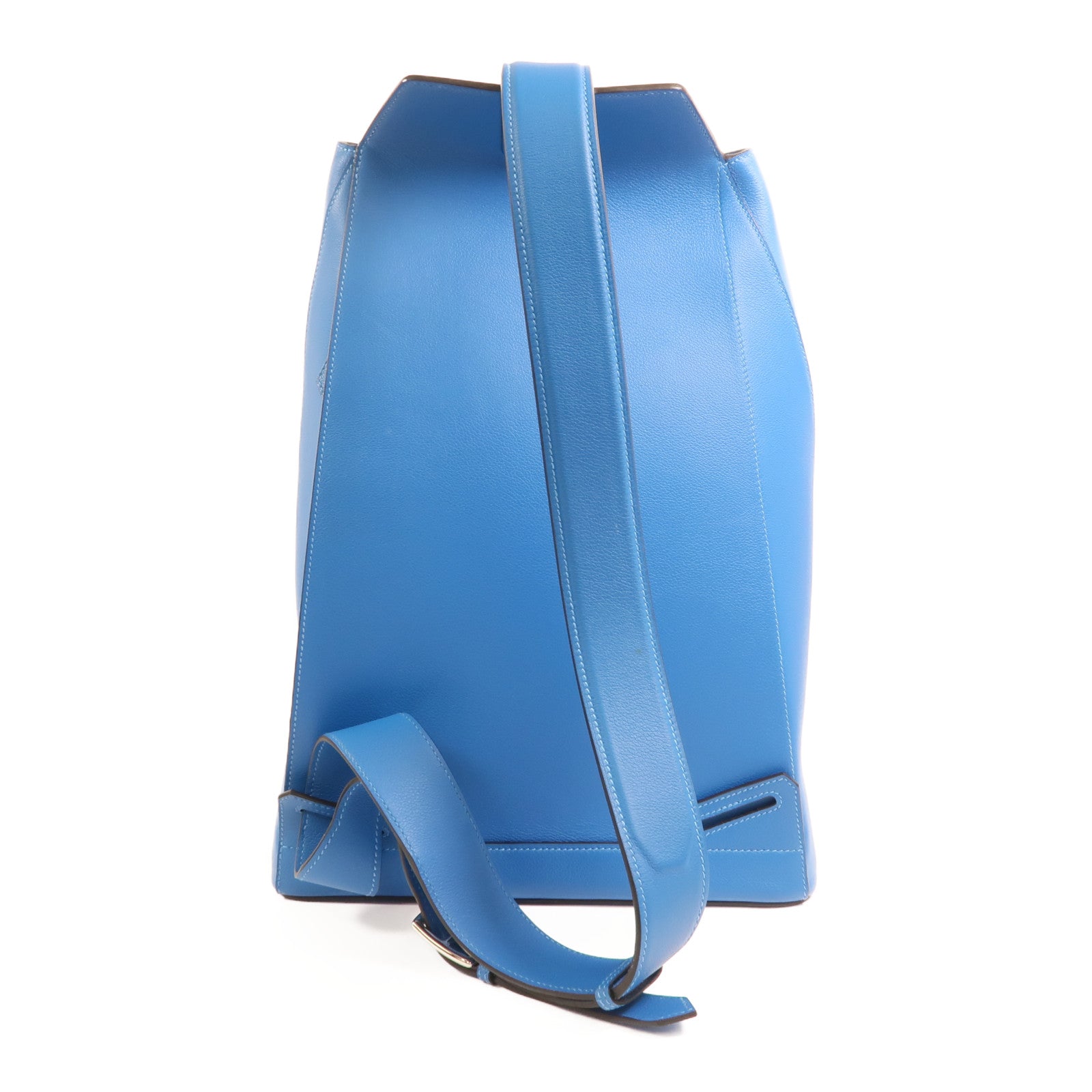 HERMES Evercolor皮革Flash Sailor Backpack銀扣背包Bleu Hydra