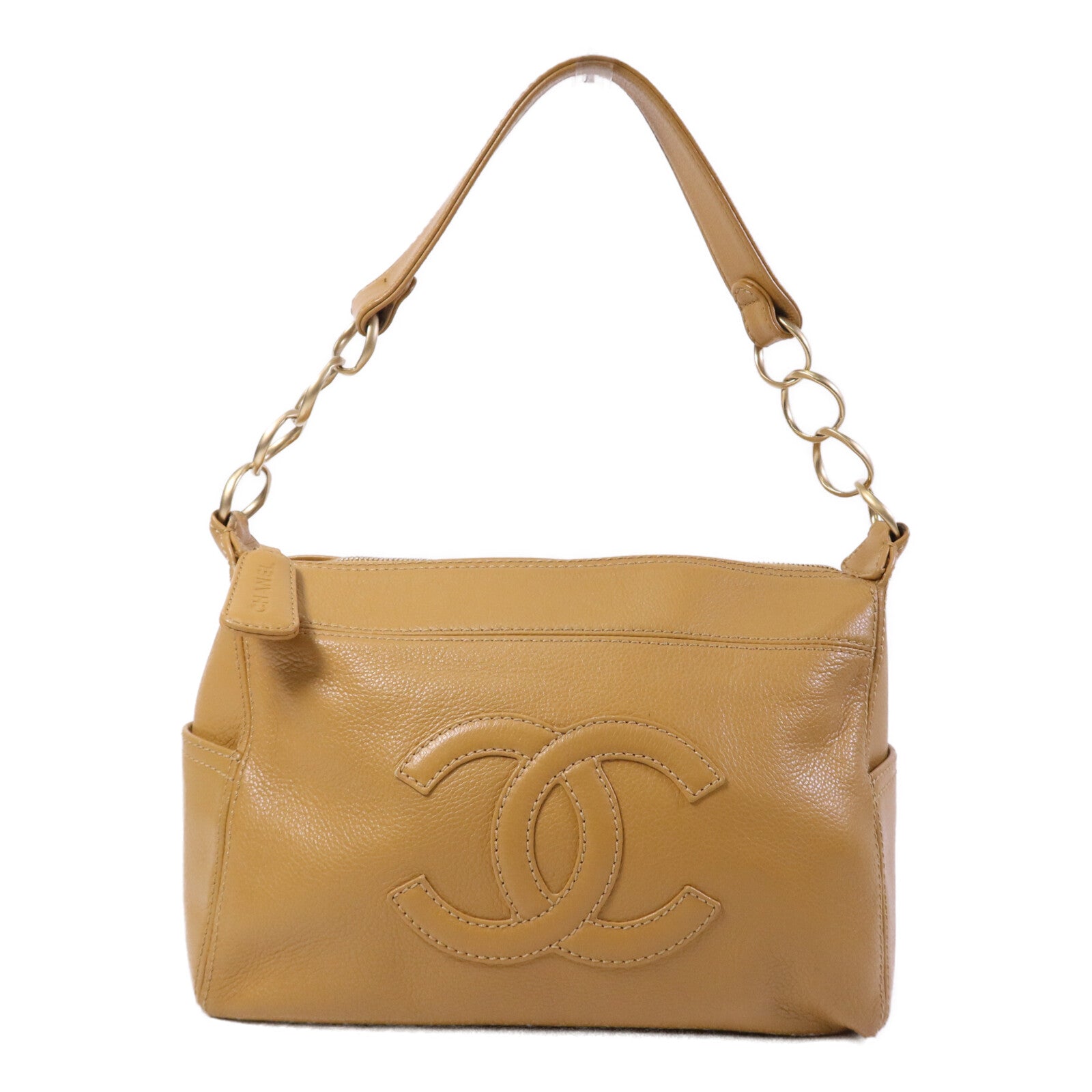 CHANEL 牛皮皮革Vintage Handbag金扣手挽袋