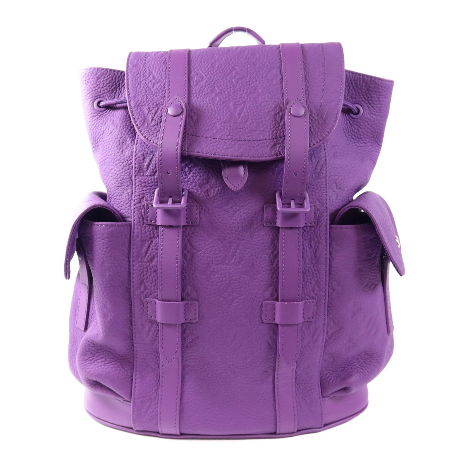 LOUIS VUITTON Taurillon皮革Christopher PM銀扣背包