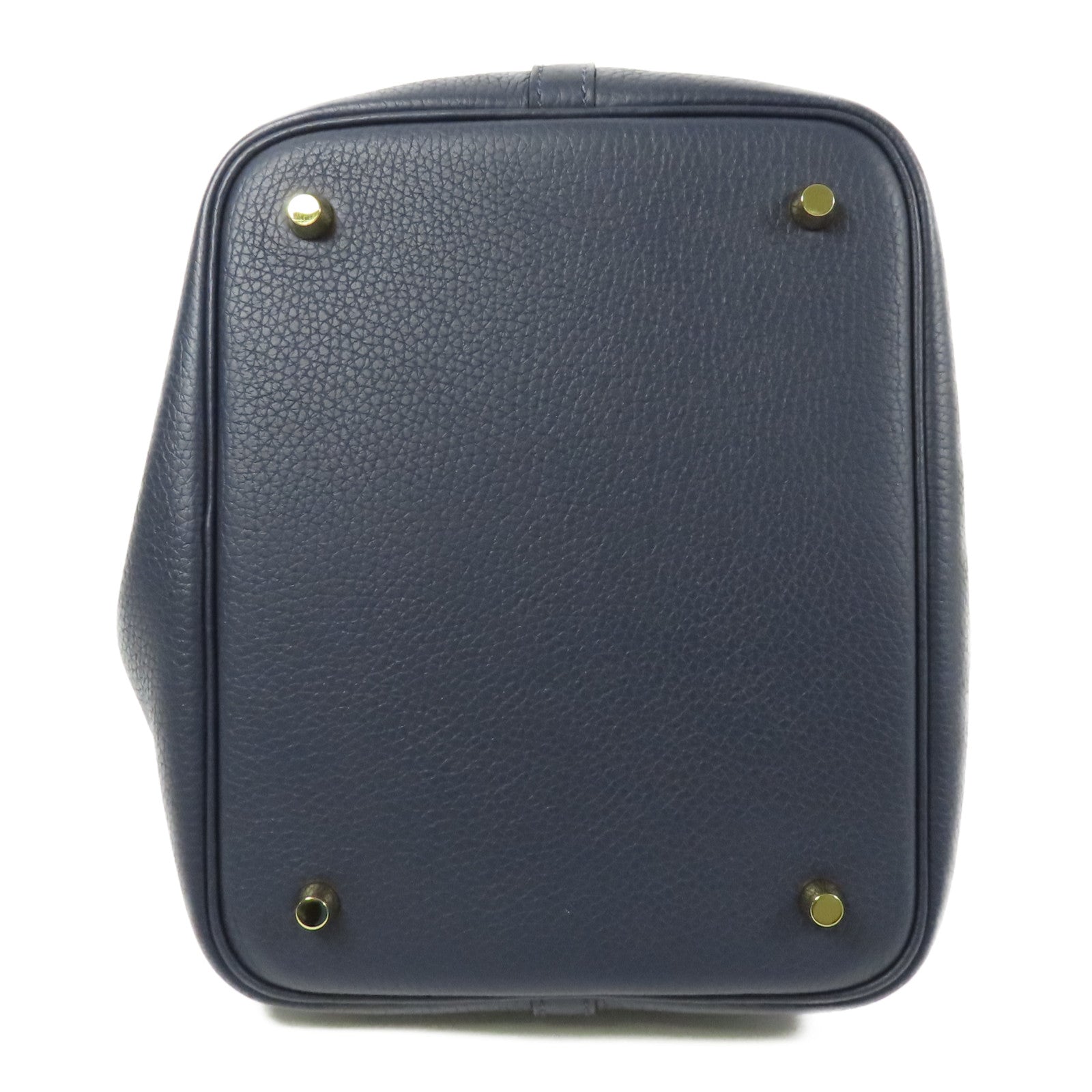 HERMES Clemence皮革Picotin MM金扣手挽袋Bleu Nuit