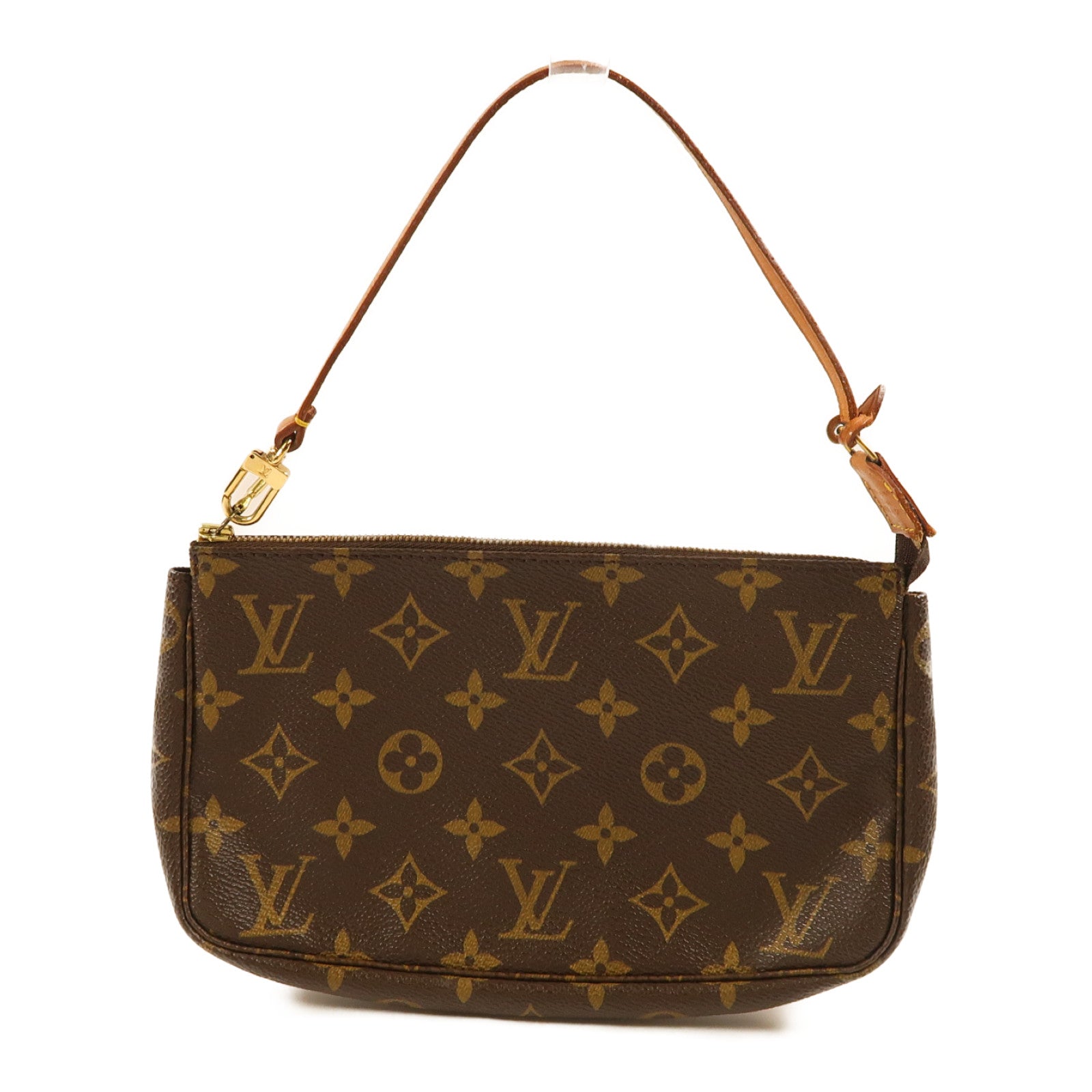 LOUIS VUITTON Monogram Pochette Accessoire金扣手拿包啡色