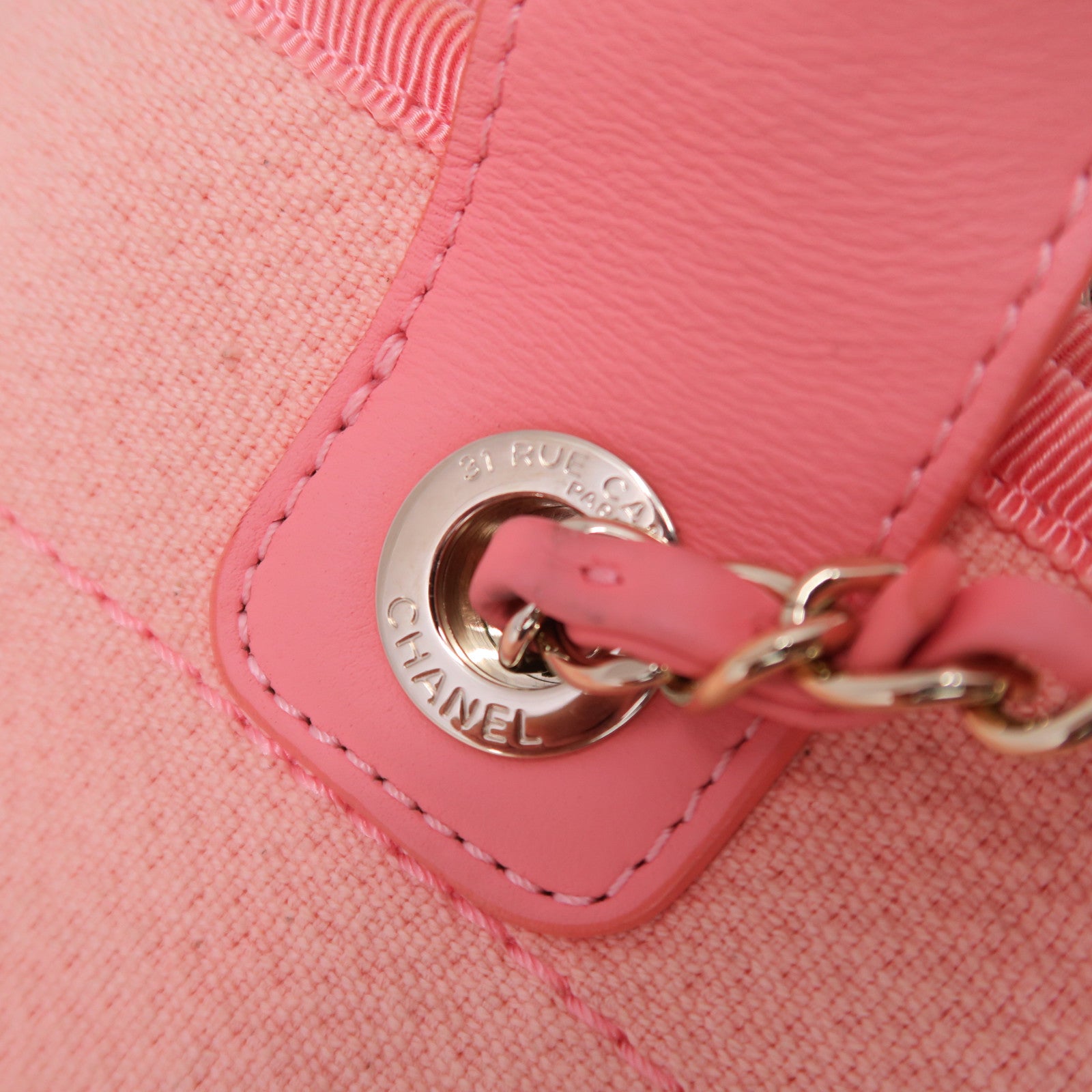 CHANEL 【激減優惠】帆布Deauville金扣手挽肩背兩用袋橙色