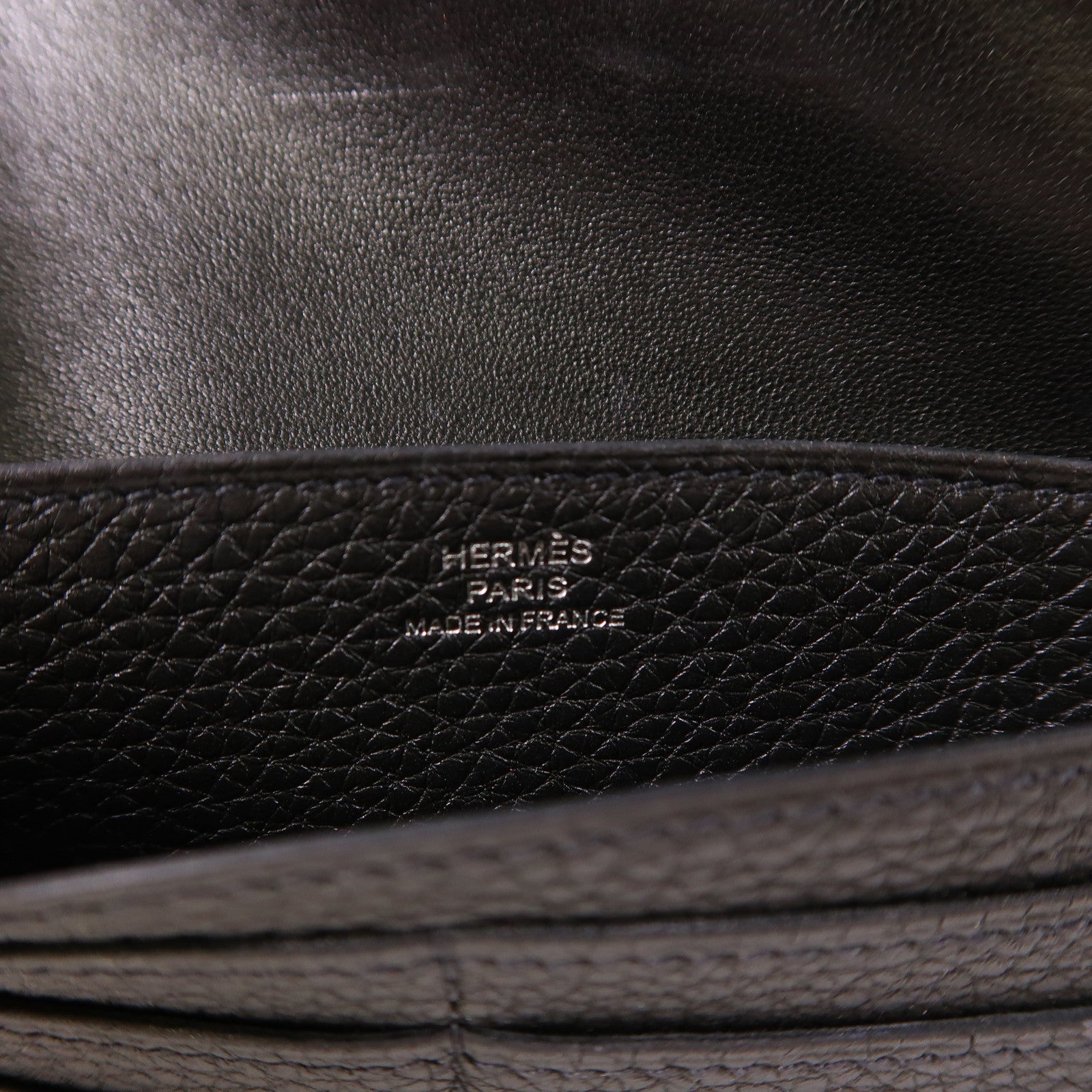 HERMES Clemence皮革Dogon MM銀扣長錢包89 Noir