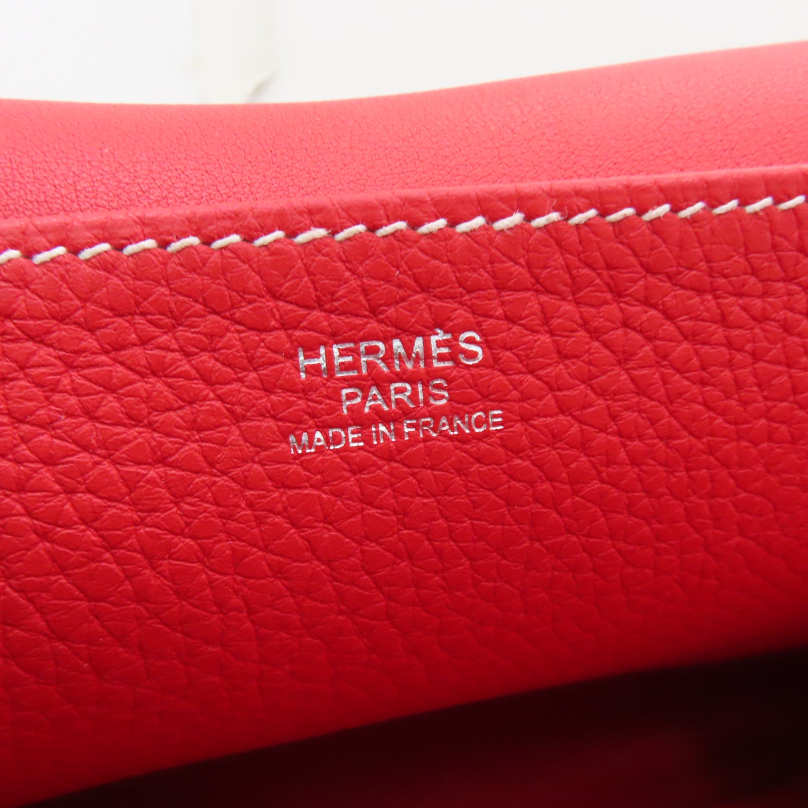 HERMES 【激減優惠】Clemence皮革Halzan 31銀扣手挽肩背兩用袋Rouge Coeur紅色