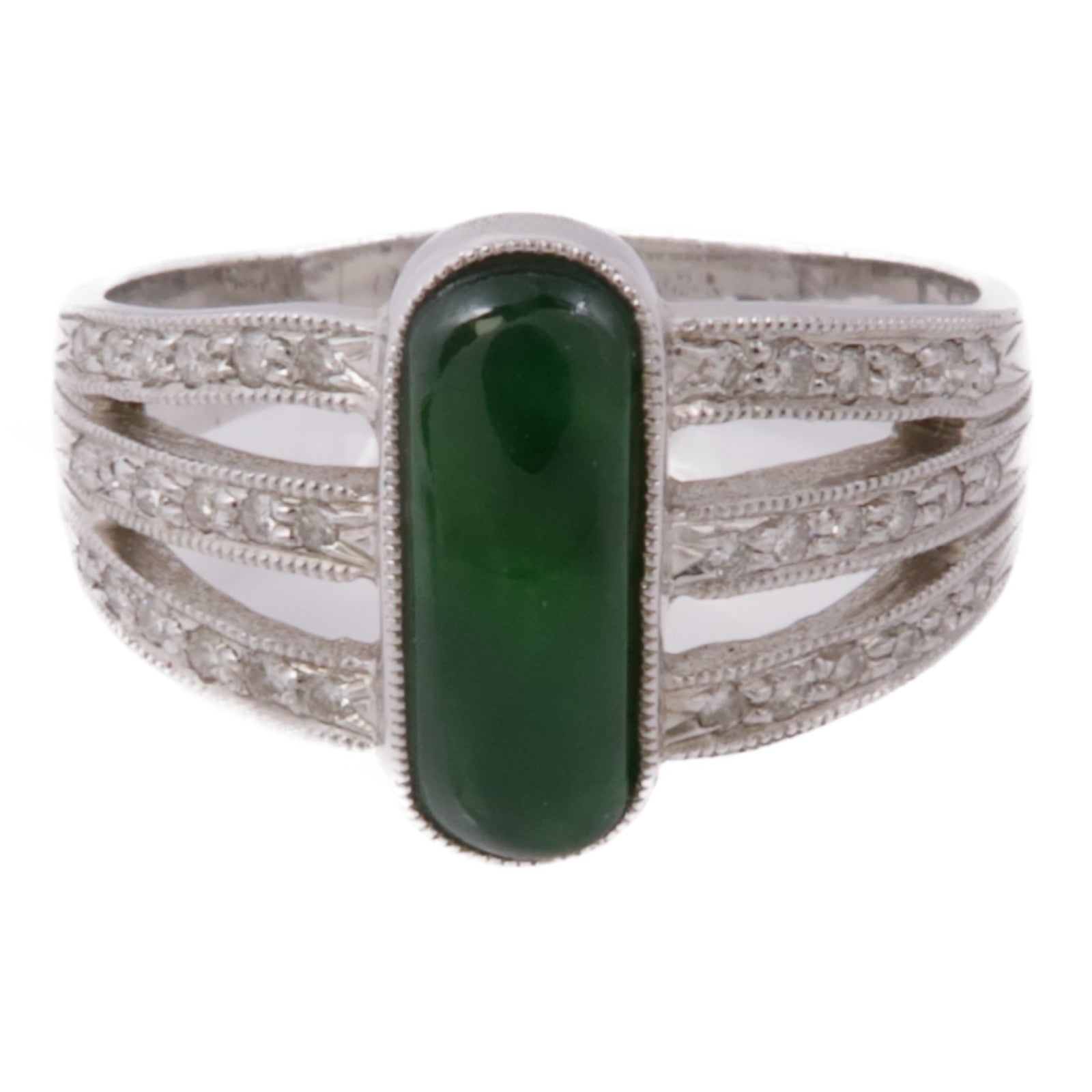 JEWELRY 18K白金Jade/Diamond Ring翡翠戒指US#6