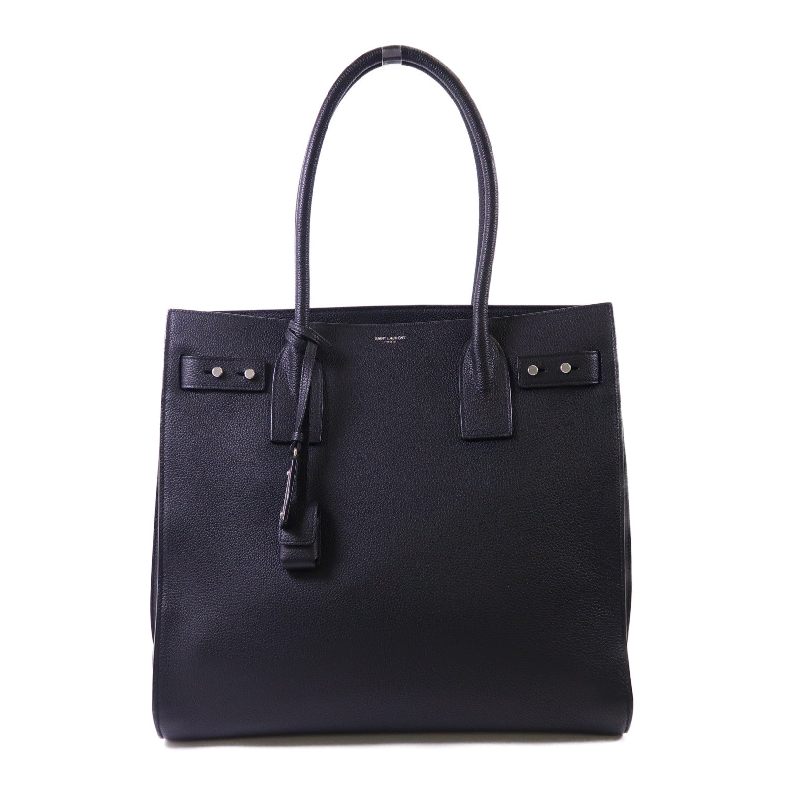 YVES SAINT LAURENT 牛皮皮革Shoulder Tote銀扣肩背袋/手挽袋