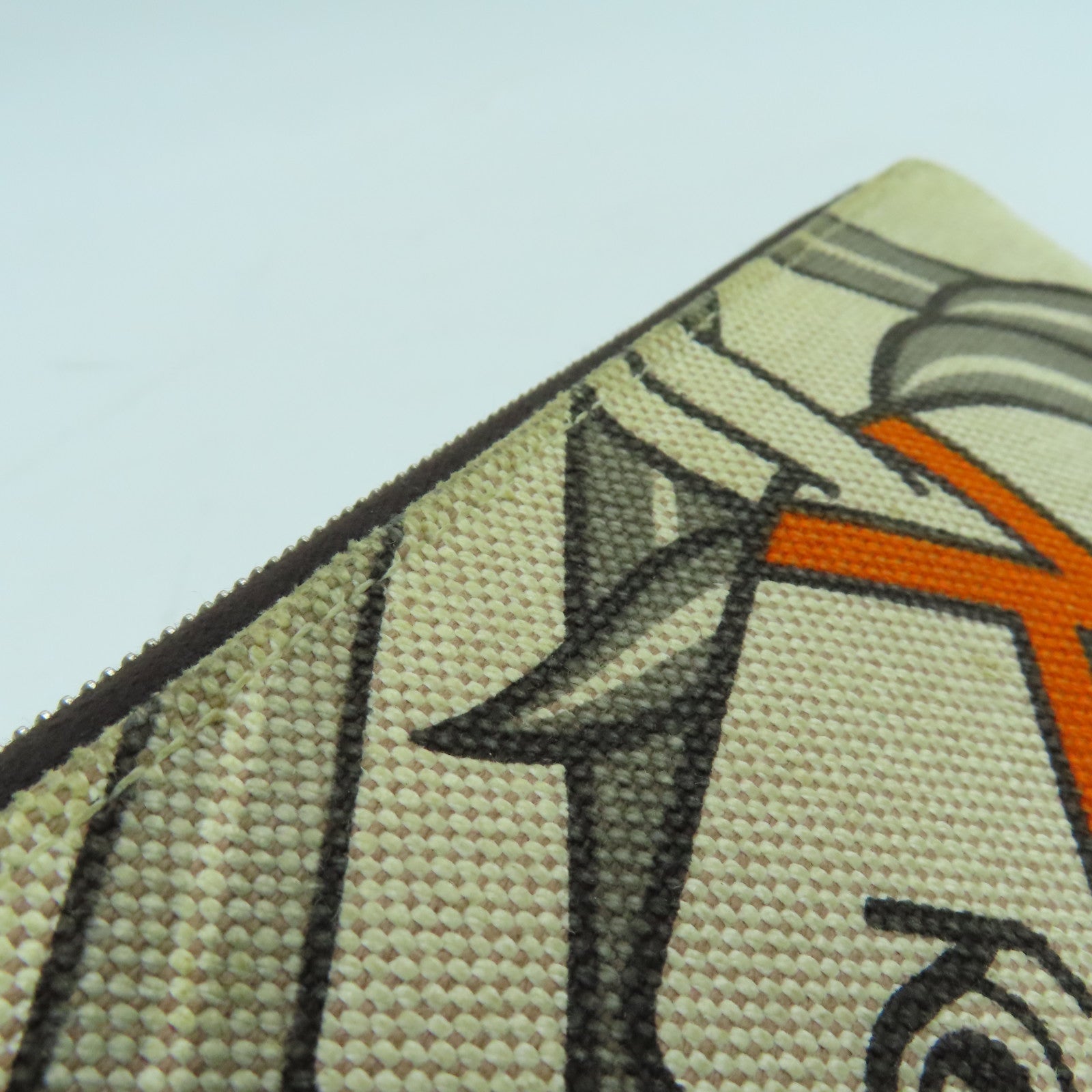 HERMES Canvas Steeple PM Silver Buckle Long Wallet Beige