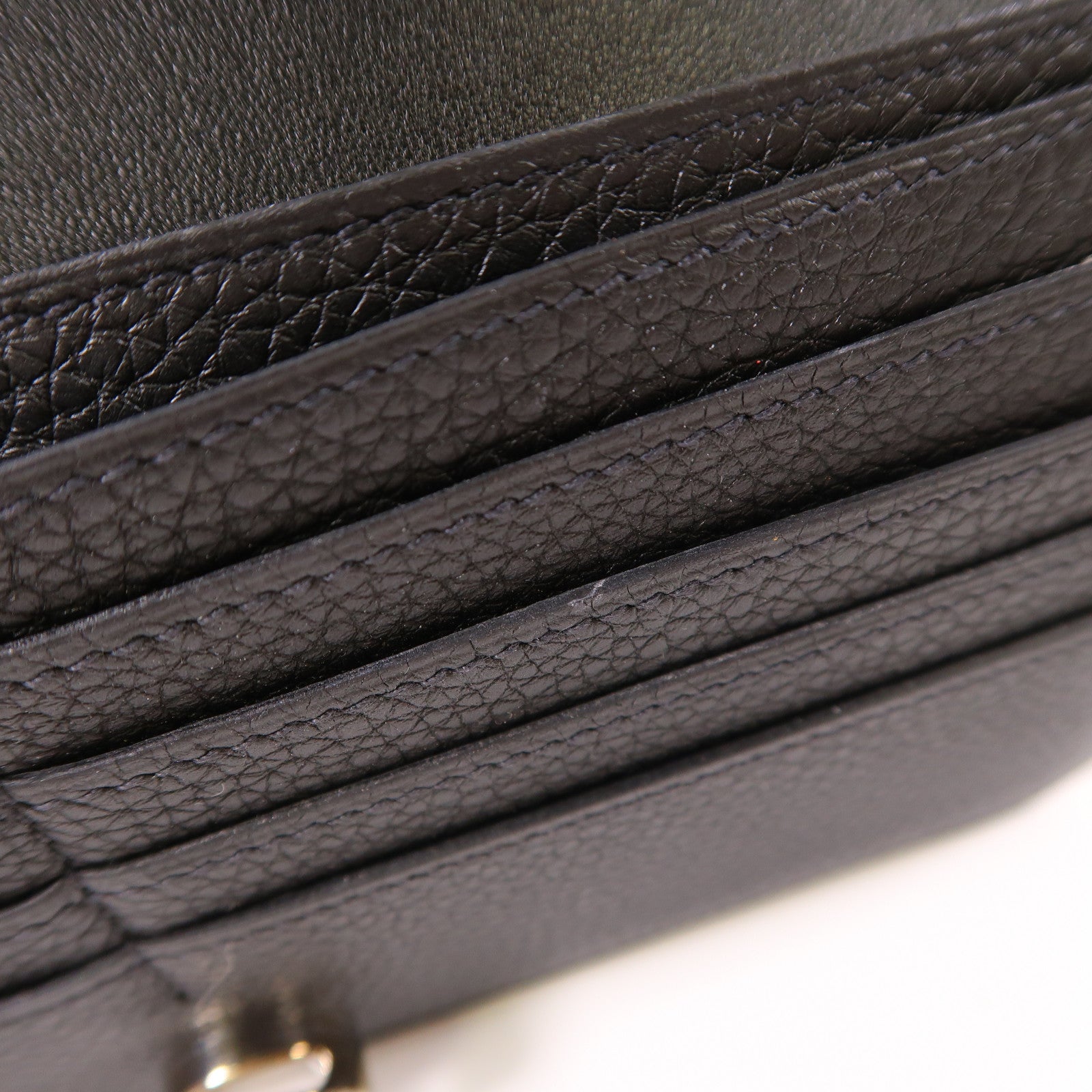 HERMES Clemence皮革Dogon MM銀扣長錢包89 Noir