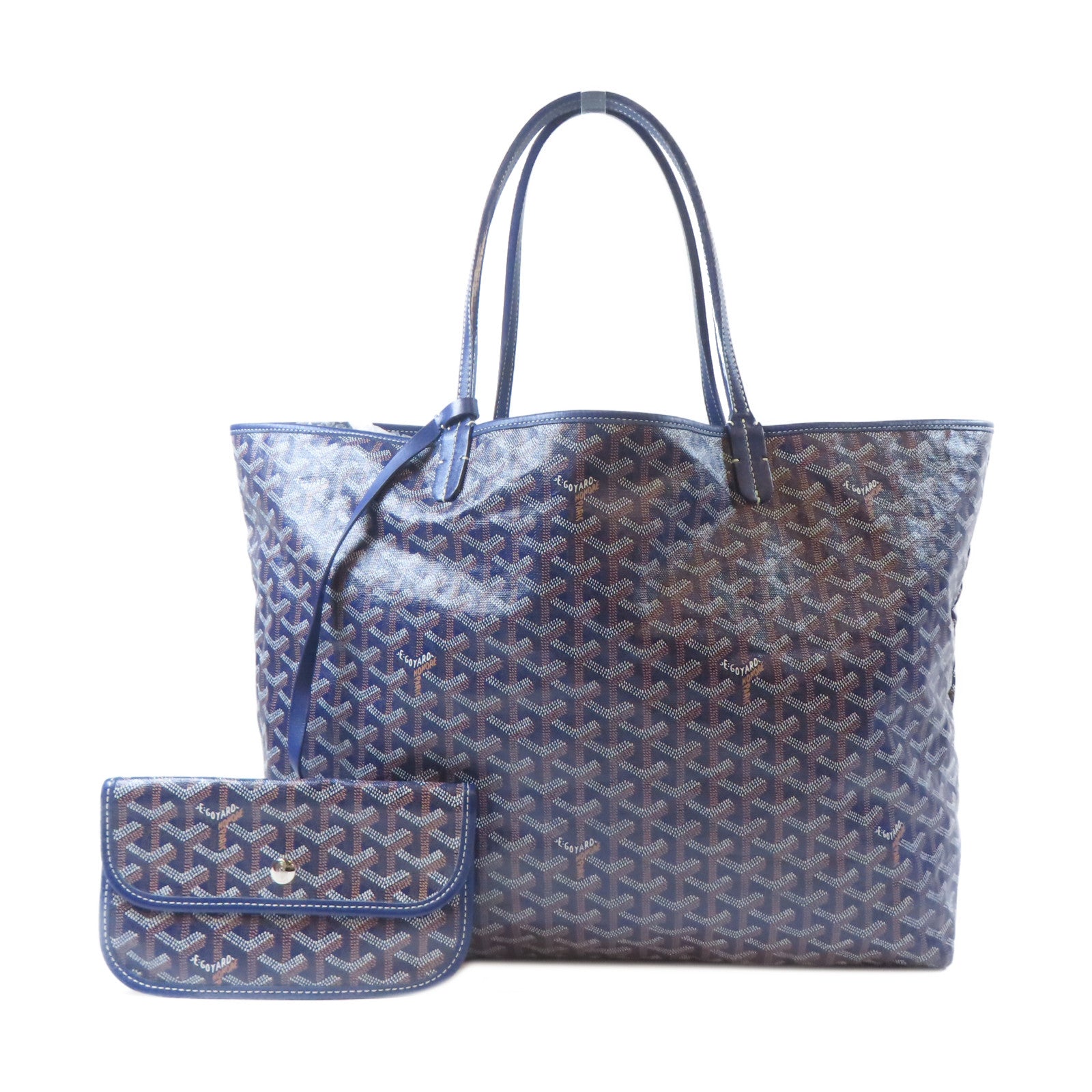 GOYARD 塗層帆布Ama Louis GM銀扣肩背袋深藍色