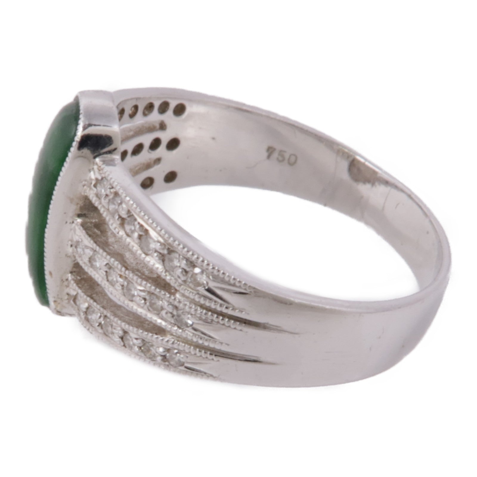 JEWELRY 18K白金Jade/Diamond Ring翡翠戒指US#6