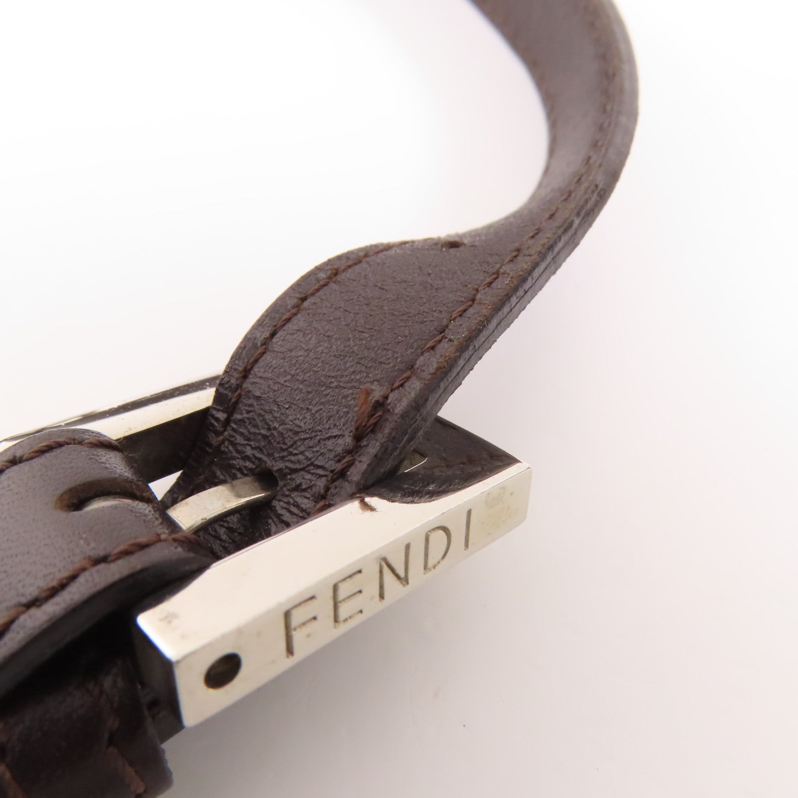 FENDI 帆布Zucca Shoulder Bag銀扣肩背袋
