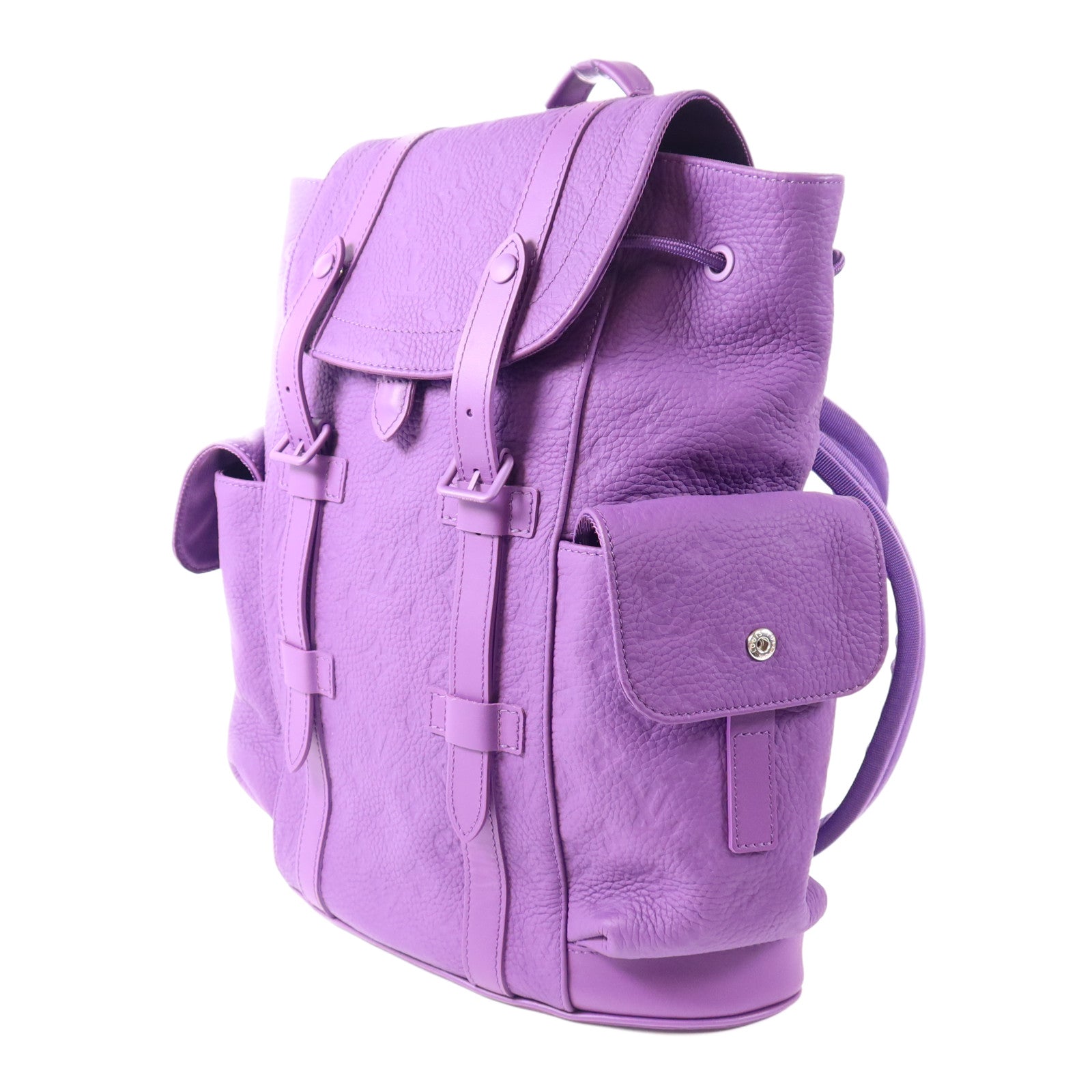 LOUIS VUITTON Taurillon皮革Christopher PM銀扣背包