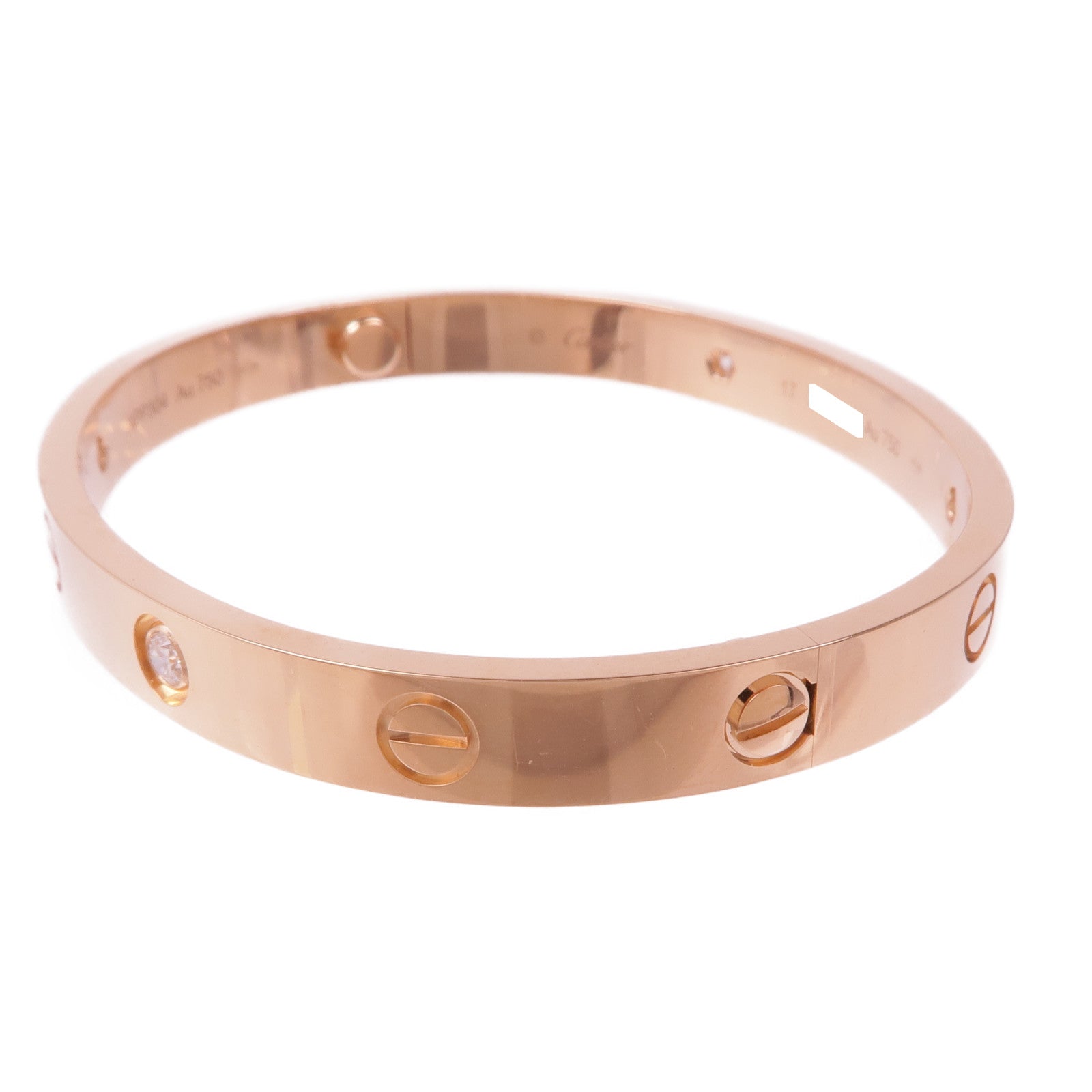 CARTIER 18K玫瑰金Love Bracelet 4P Diamonds鑽石手鐲Cartier#17