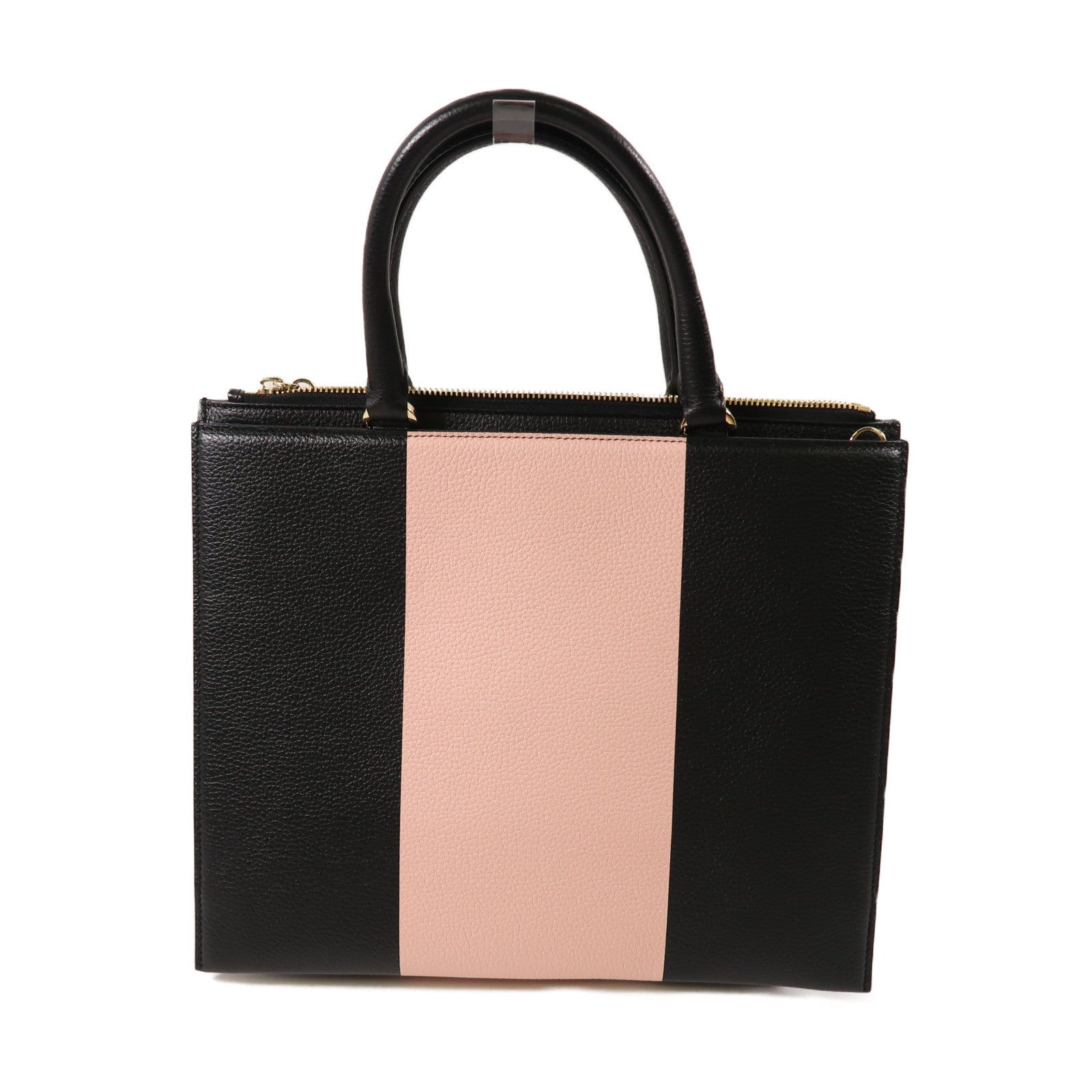 Salvatore Ferragamo 牛皮皮革Shoulder Bag金扣手挽肩背兩用袋粉紅色/黑色