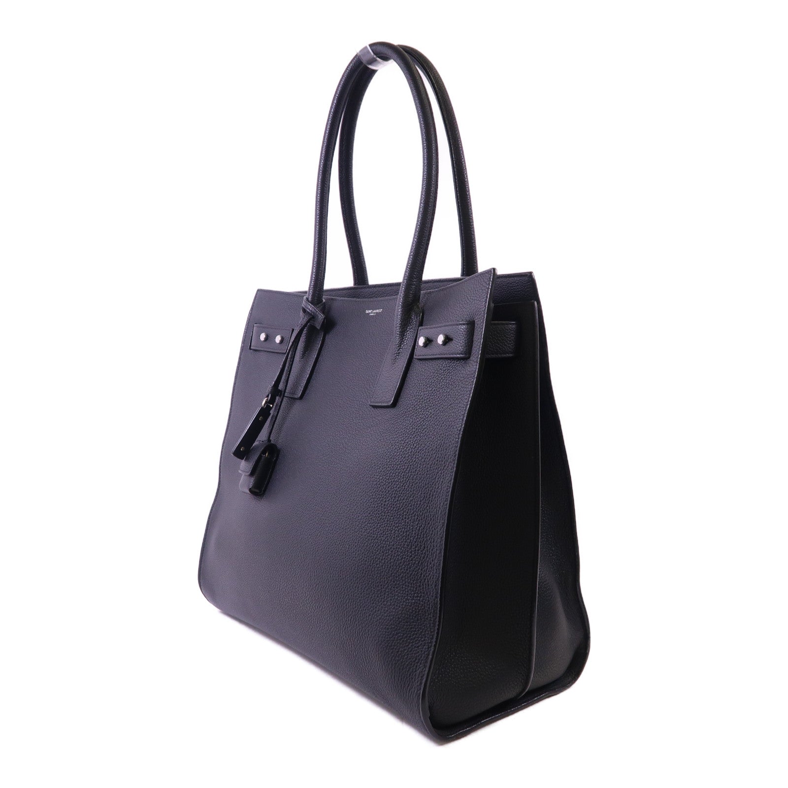YVES SAINT LAURENT 牛皮皮革Shoulder Tote銀扣肩背袋/手挽袋