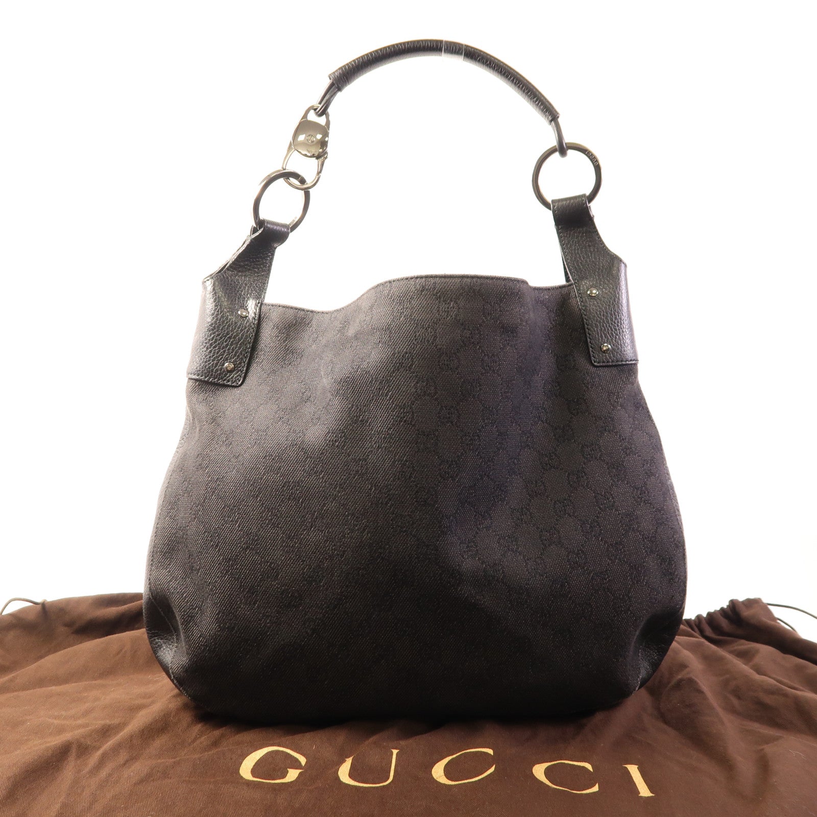 GUCCI 帆布Shoulder Bag銀扣肩背袋