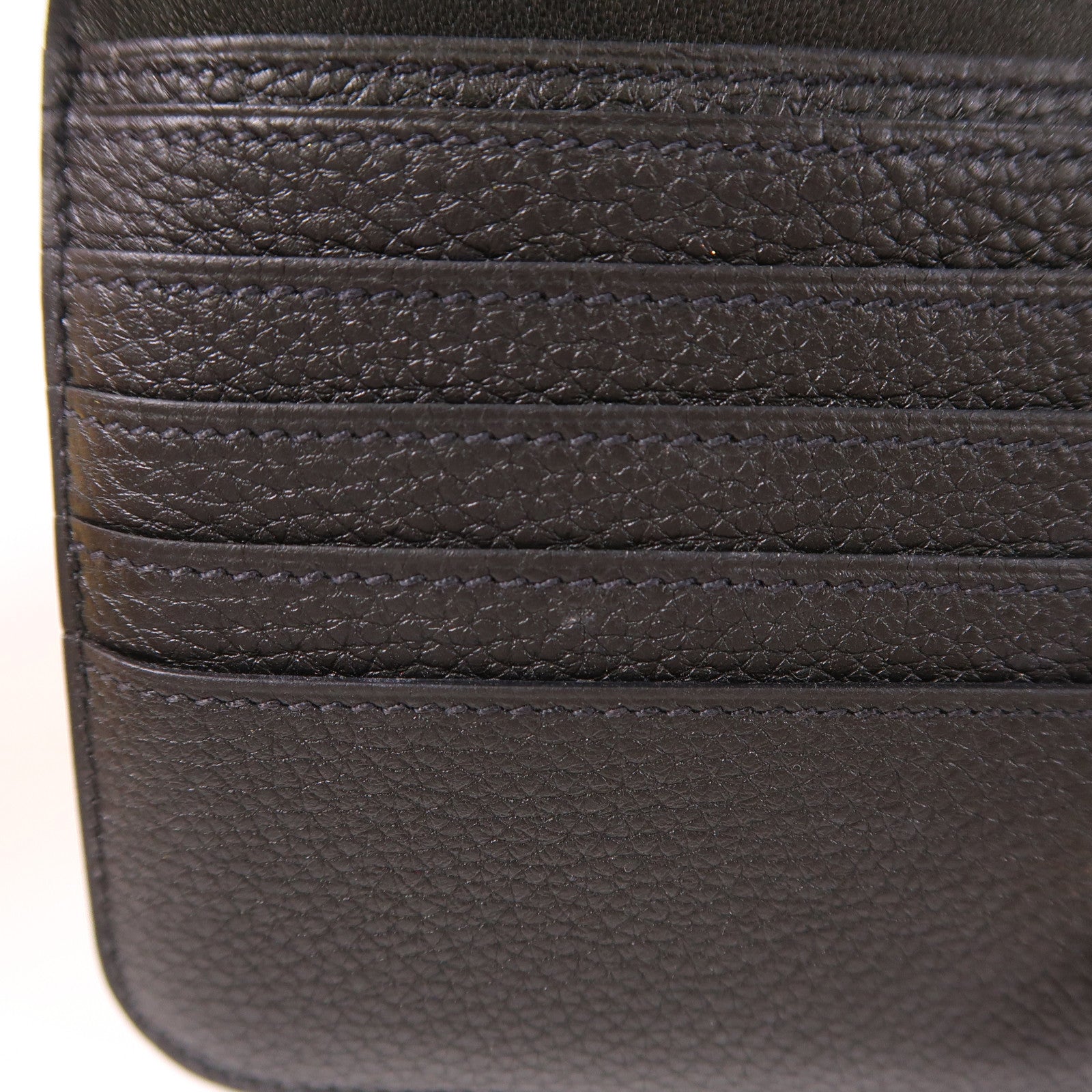 HERMES Clemence皮革Dogon MM銀扣長錢包89 Noir