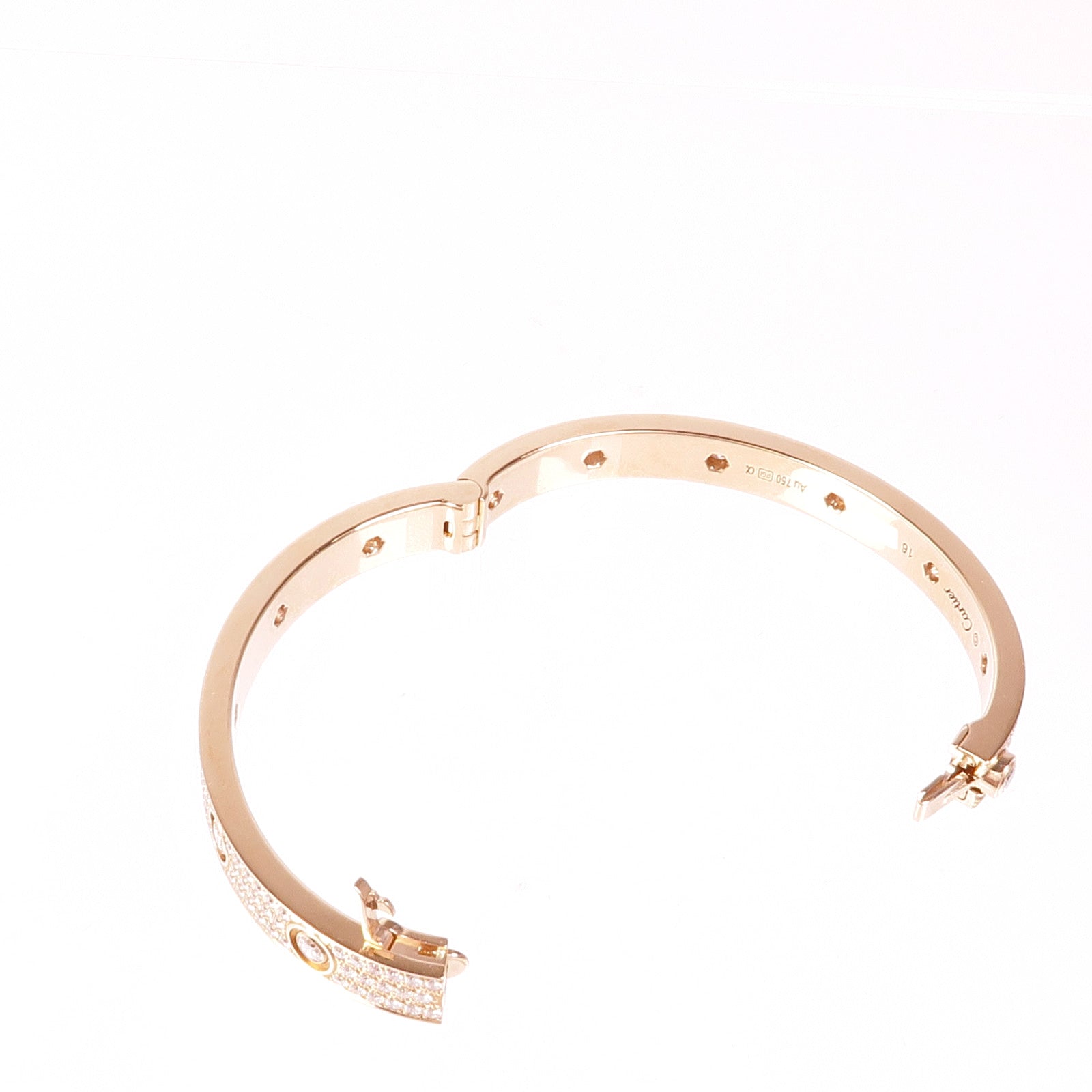 CARTIER 18K玫瑰金Love Bracelet鑽石手鐲Cartier#16