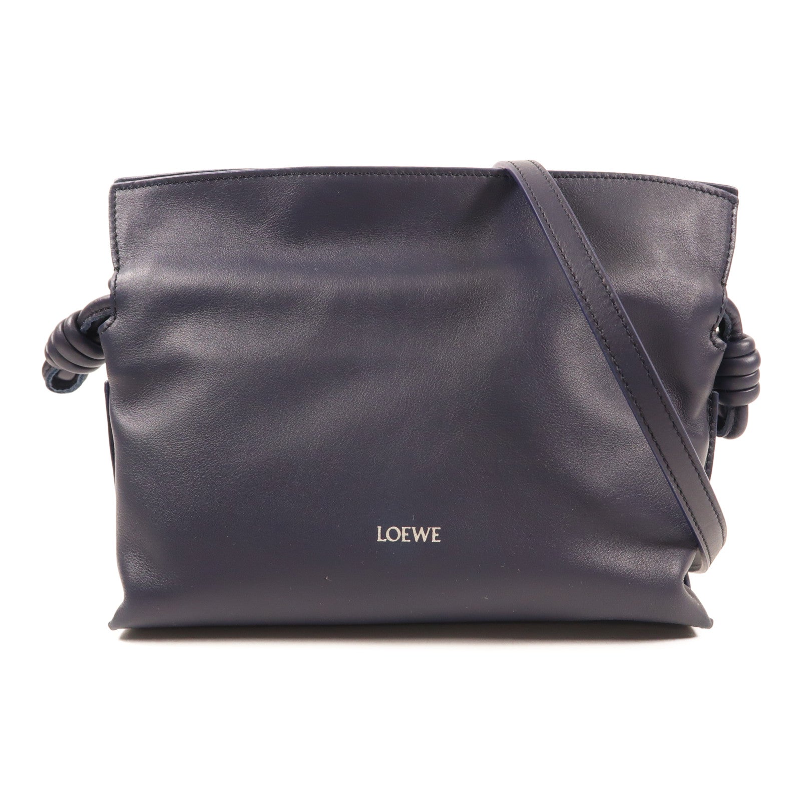 LOEWE 牛皮皮革Mini Flamenco Clutch銀扣肩背袋