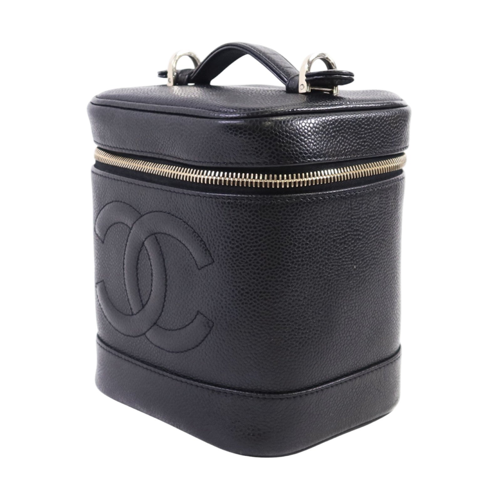 CHANEL 牛皮皮革Vanity金扣手挽袋