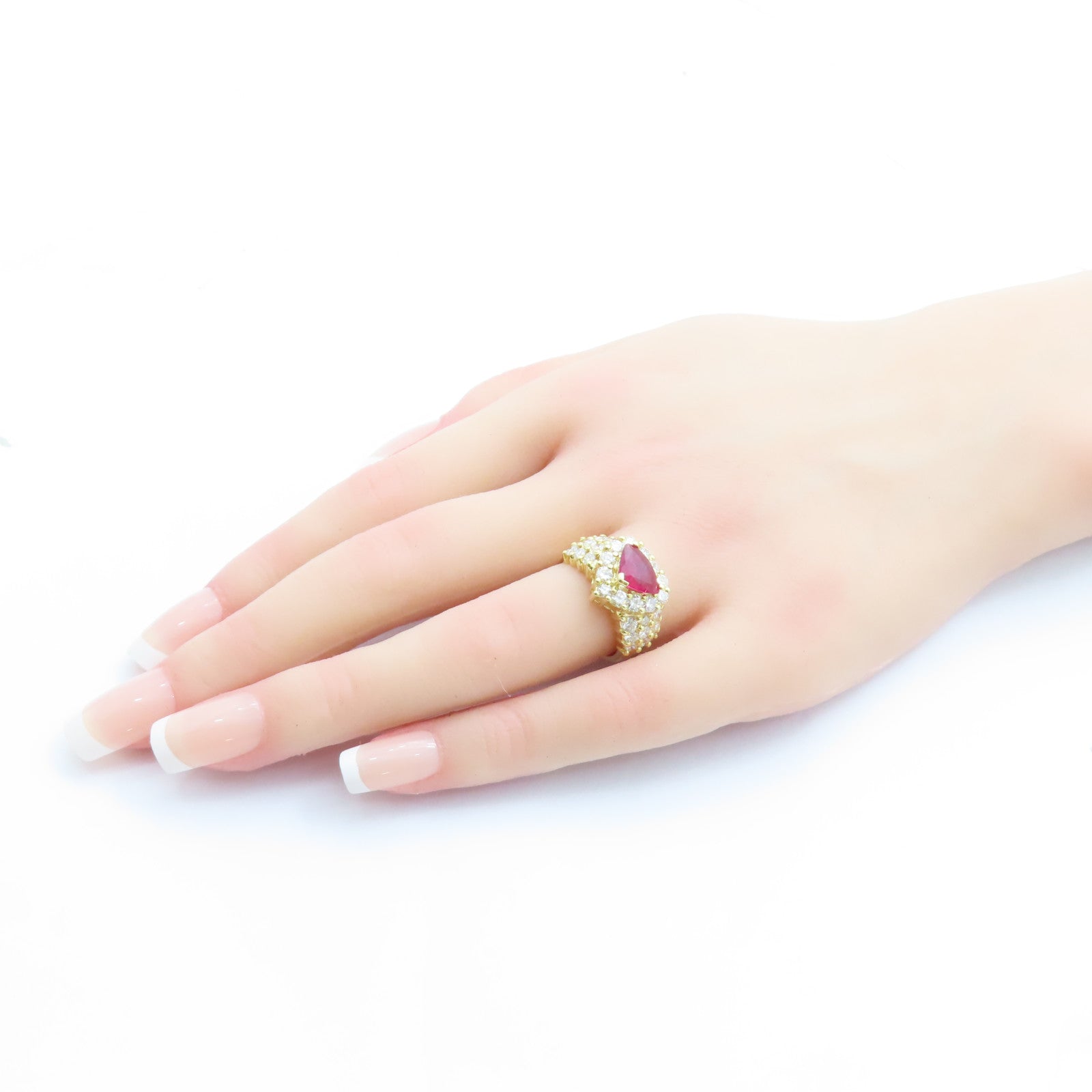 JEWELRY 18K黃金Ruby Diamond Ring 1.25ct紅寶石/1.90ct鑽石戒指US#6.5