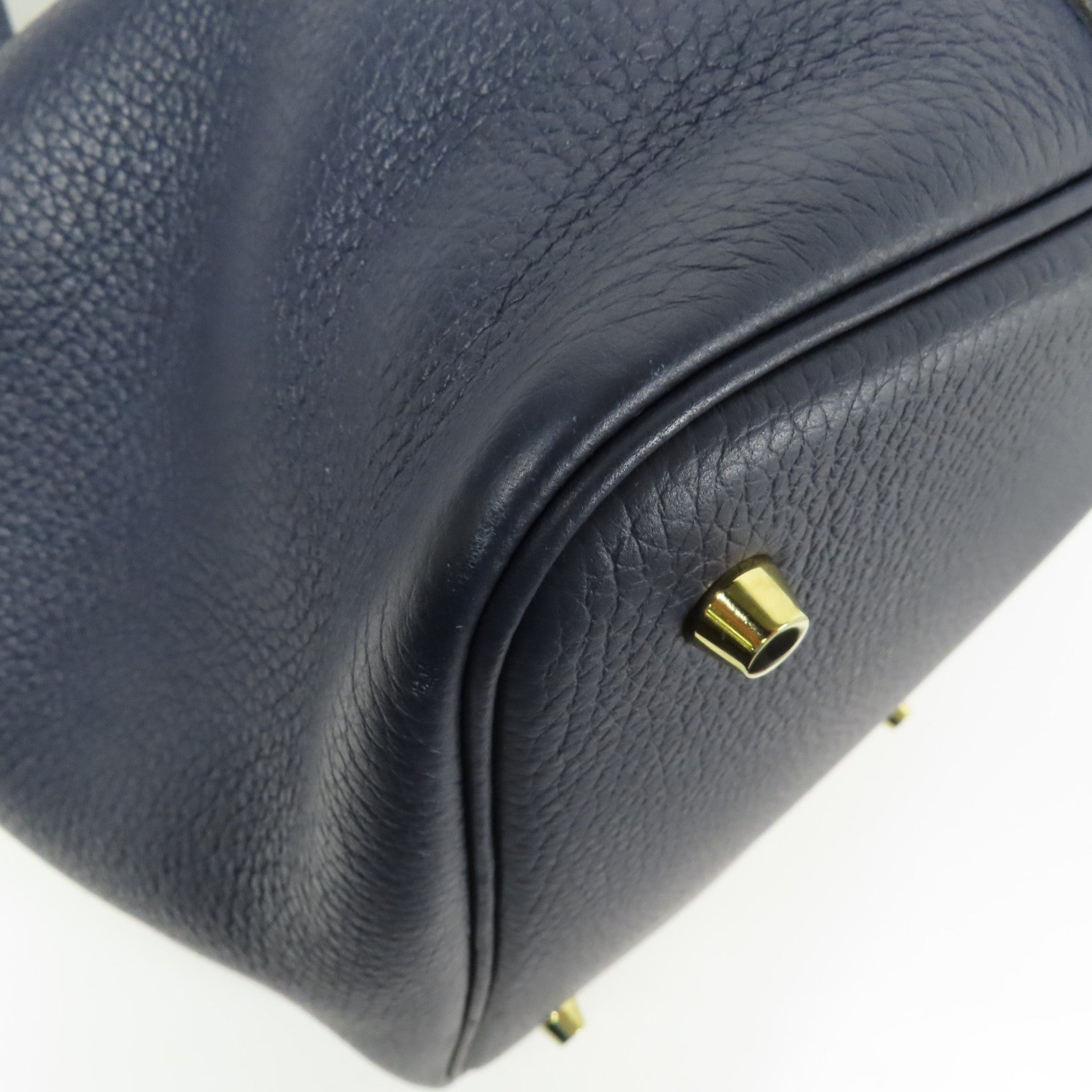 HERMES Clemence皮革Picotin MM金扣手挽袋Bleu Nuit