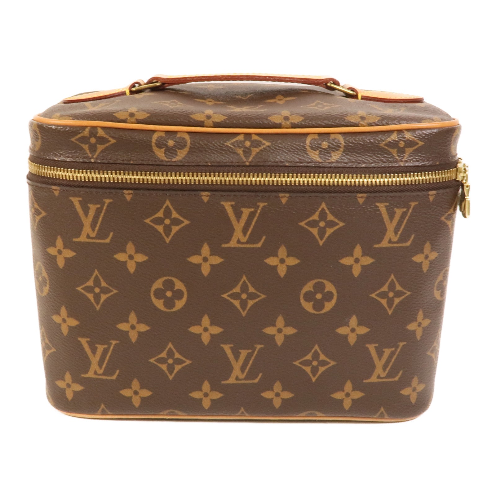 LOUIS VUITTON Monogram Nice BB金扣手挽袋棕色