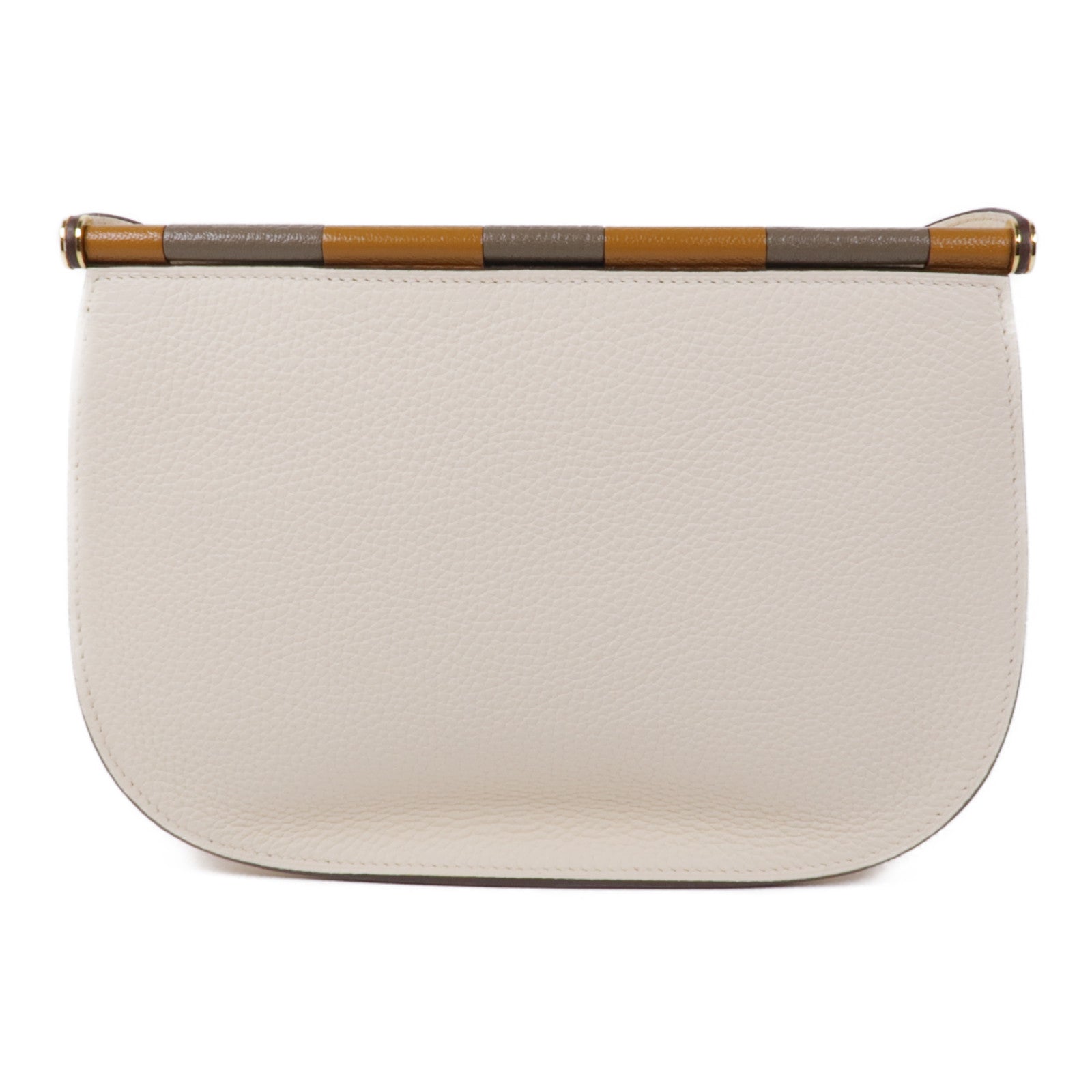 HERMES GHW Sac Saut Hermes 25 Shoulder Bag Taurillon Clemence Leather Nata