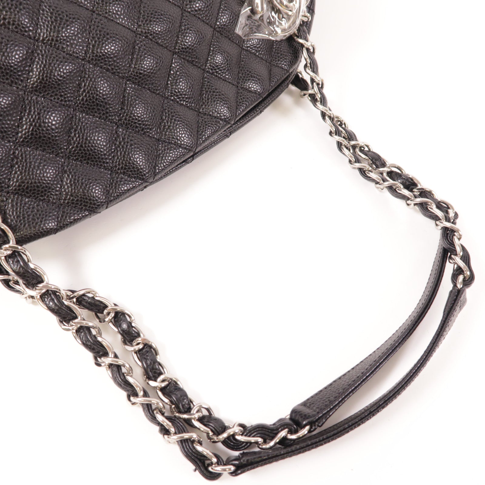 CHANEL 牛皮皮革Chain Shoulder銀扣鏈帶肩背袋
