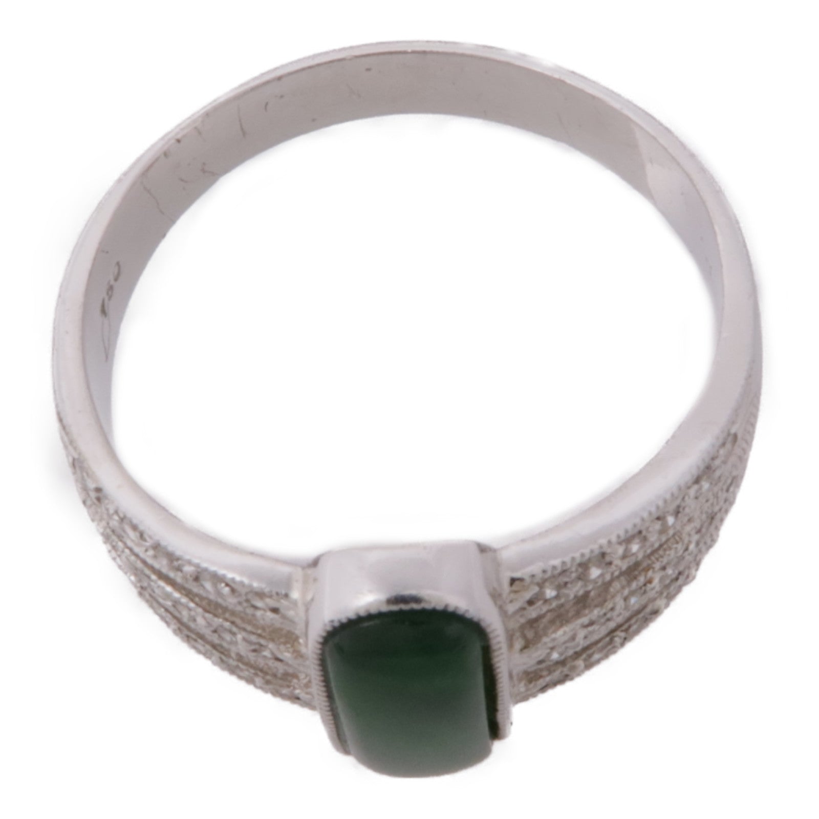 JEWELRY 18K白金Jade/Diamond Ring翡翠戒指US#6