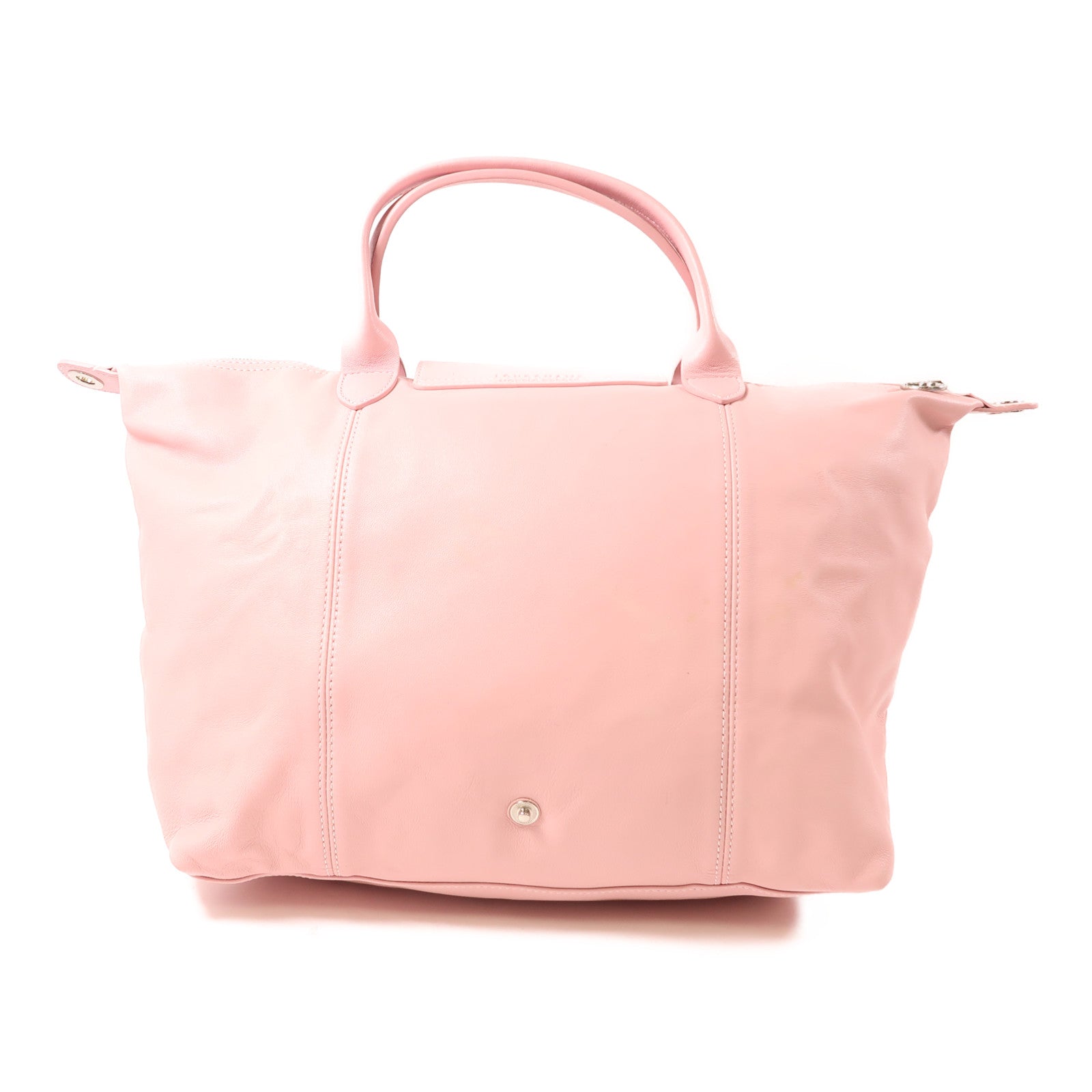 Longchamp 羊皮皮革Shoulder Bag銀扣手挽肩背兩用袋粉紅色