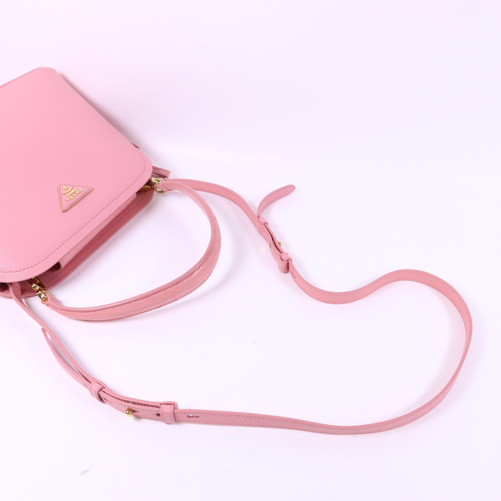 PRADA Saffiano皮革Matinee金扣手挽肩背兩用袋