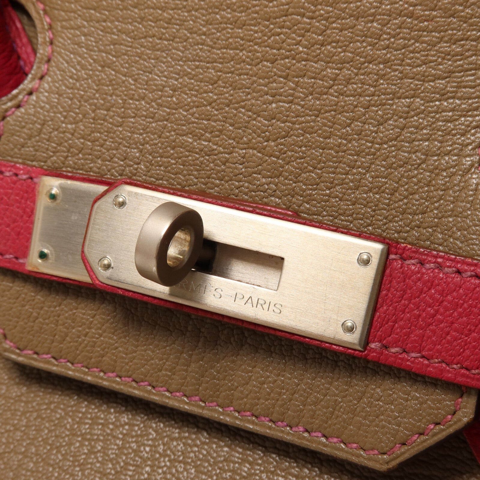 HERMES Chevre皮革Birkin 30手挽袋Etoupe/Rose Purple