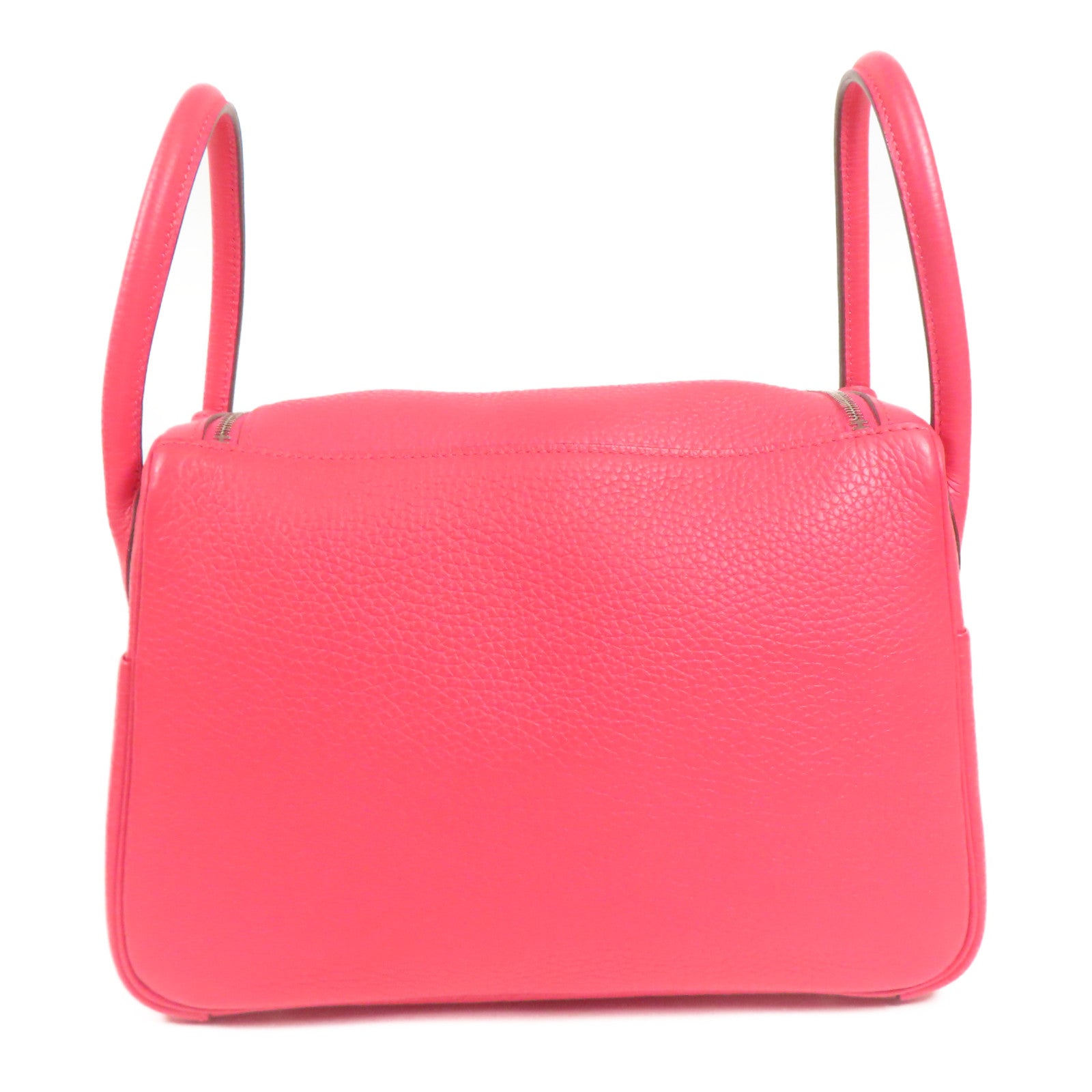HERMES Clemence皮革Lindy 26銀扣手挽肩背兩用袋I6 Rose Extreme