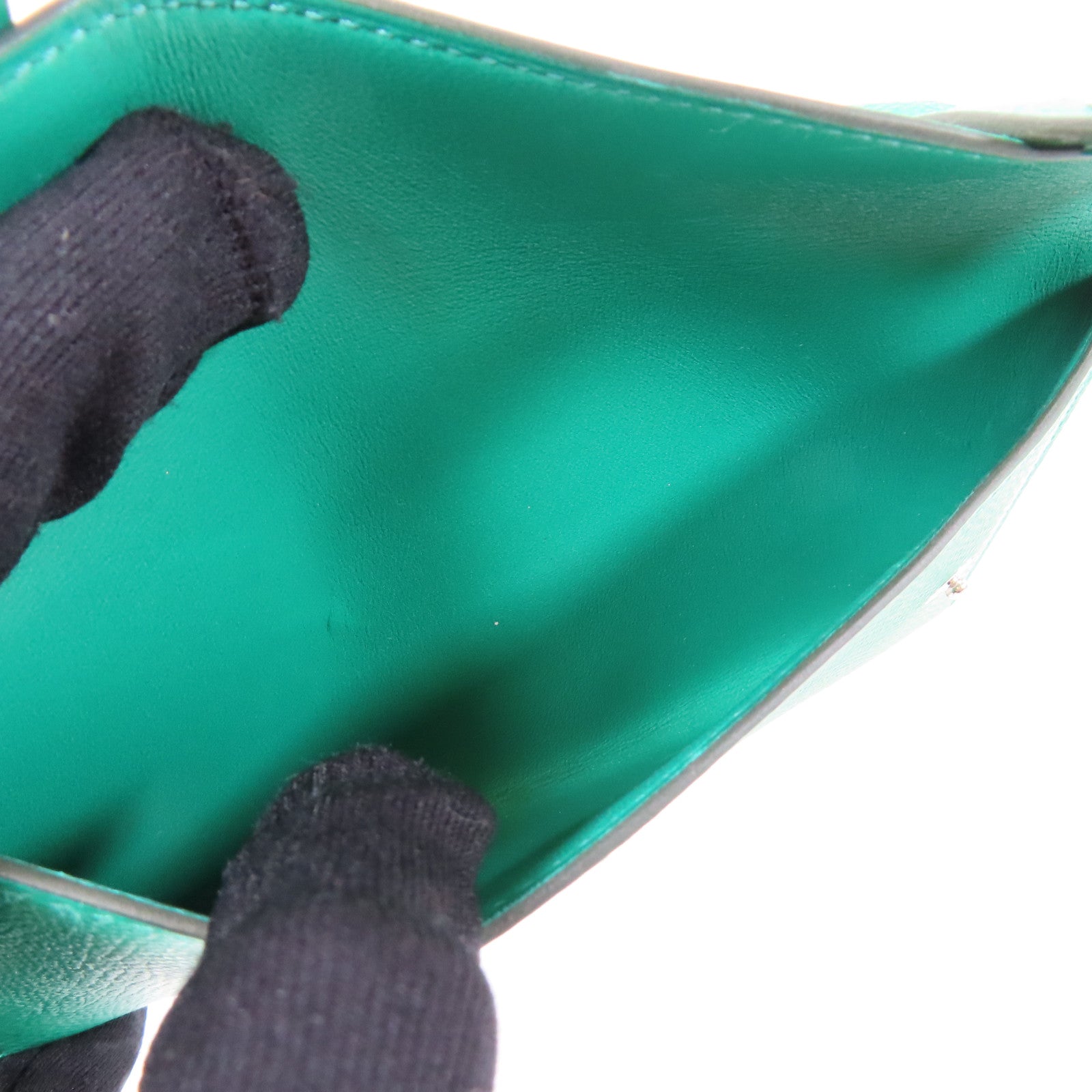 HERMES Epsom皮革Kelly Doll Picto銀扣肩背袋Vert Fizz綠色